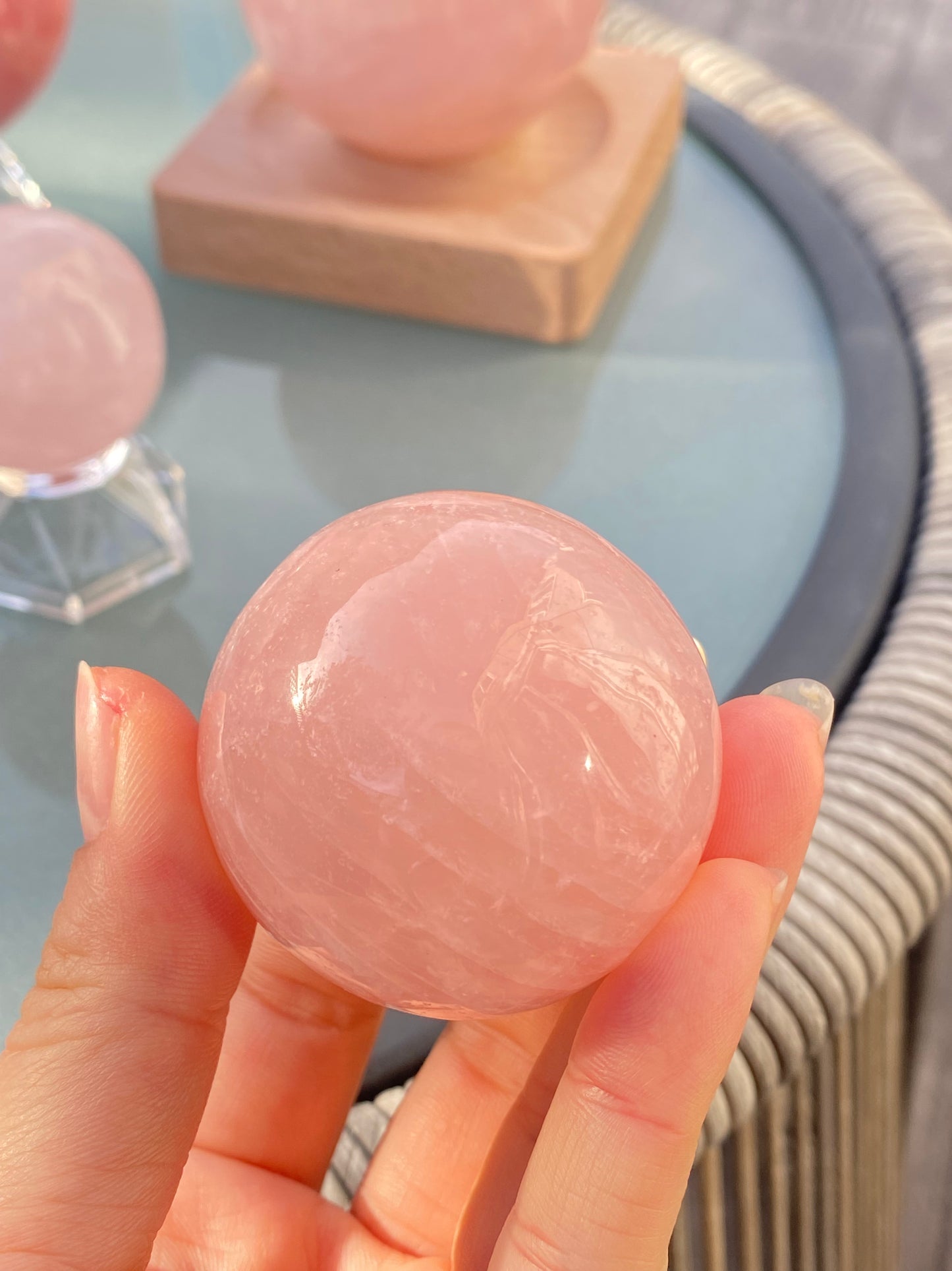 Hight grade 76MM Natural Rose quartz Sphere,Quartz Crystal Ball,Crystal Healing Divination ball,Led light stander