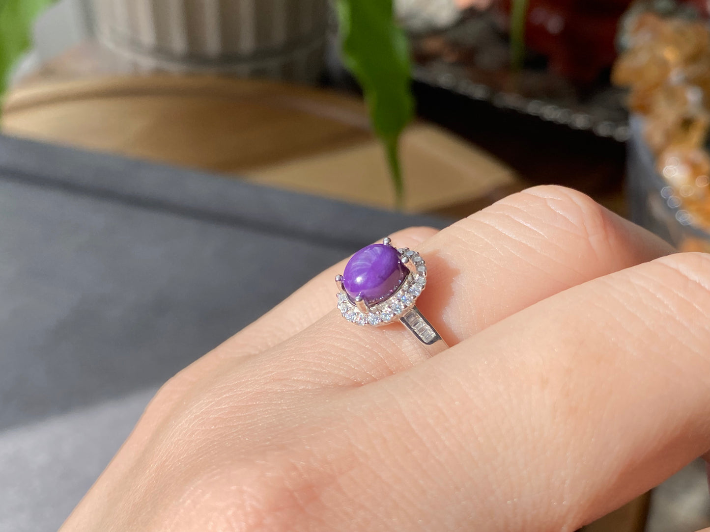 Natural South Africa Purple Pink Sugilite Sterling Silver Adjustable Ring,Gift for her, Bridesmaid Gifts