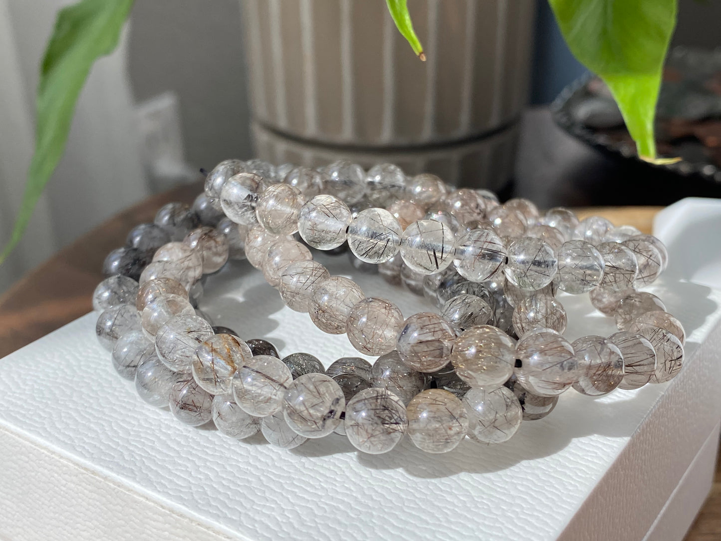 AAA Genuine Natural Black Copper Rutilated Quartz bead bracelet, gift for him, gift for her,7mm 8mm