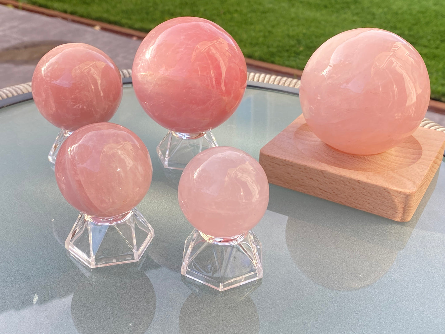 Hight grade 76MM Natural Rose quartz Sphere,Quartz Crystal Ball,Crystal Healing Divination ball,Led light stander
