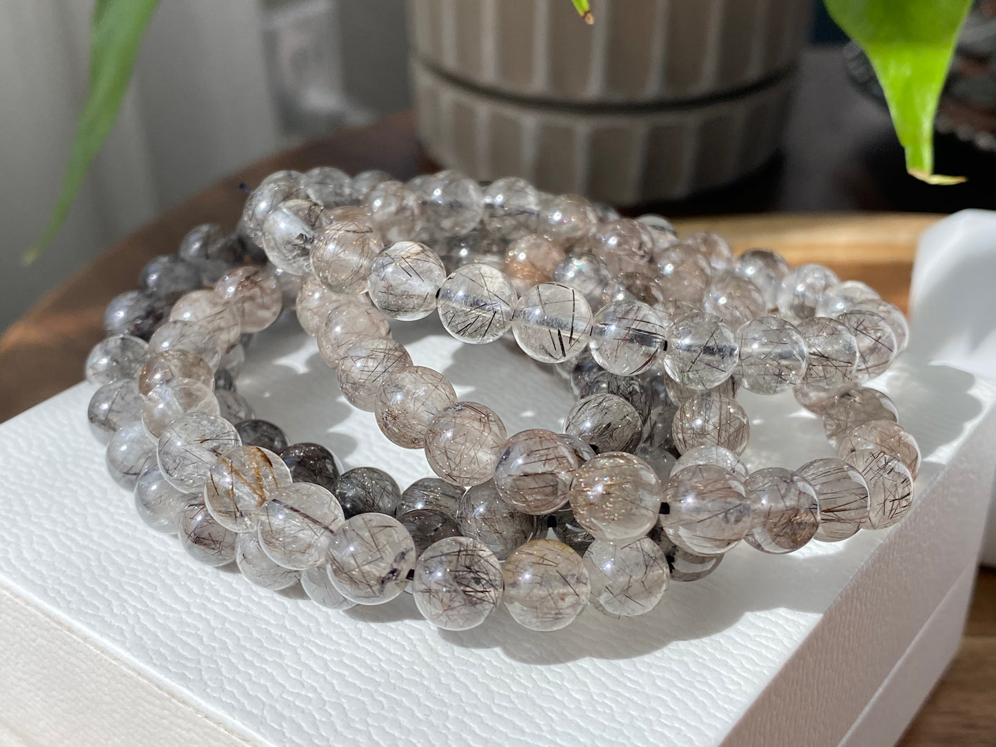 AAA Genuine Natural Black Copper Rutilated Quartz bead bracelet, gift for him, gift for her,7mm 8mm
