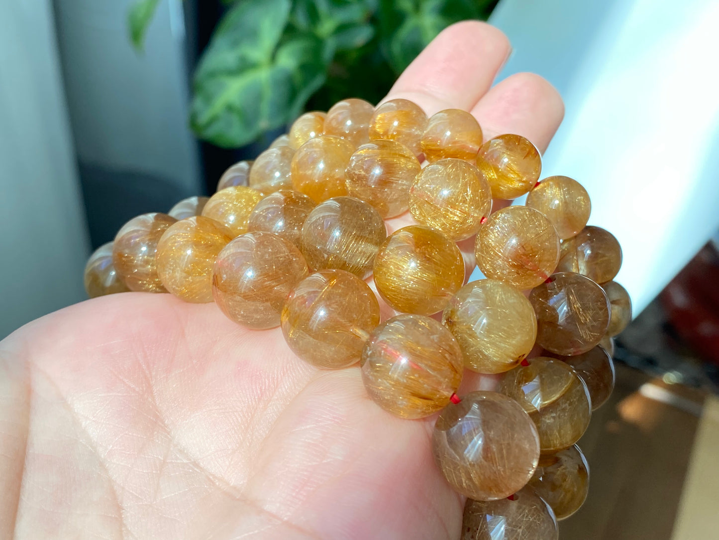 Top Grade Latte gold Coffee Rutilated Quartz, wealth, health,block bad energies round bead bracelet 10mm,12mm,13mm
