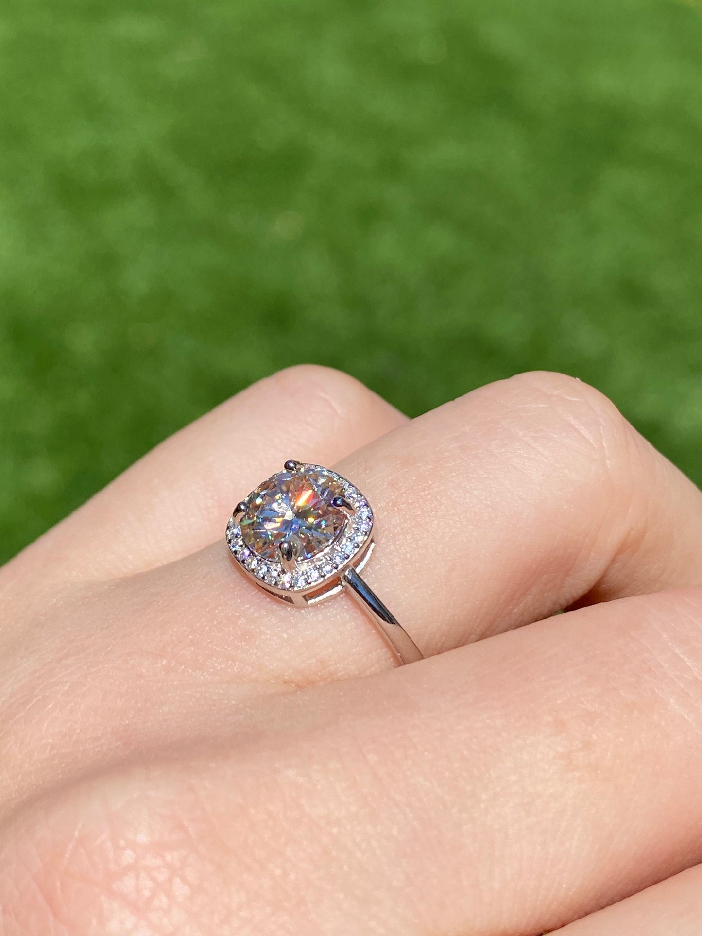 2ct. Champagne Moissanite Ring, Champagne Solitaire Ring, Square crown Moissanite Engagement Ring, gift for her,anniversary gift