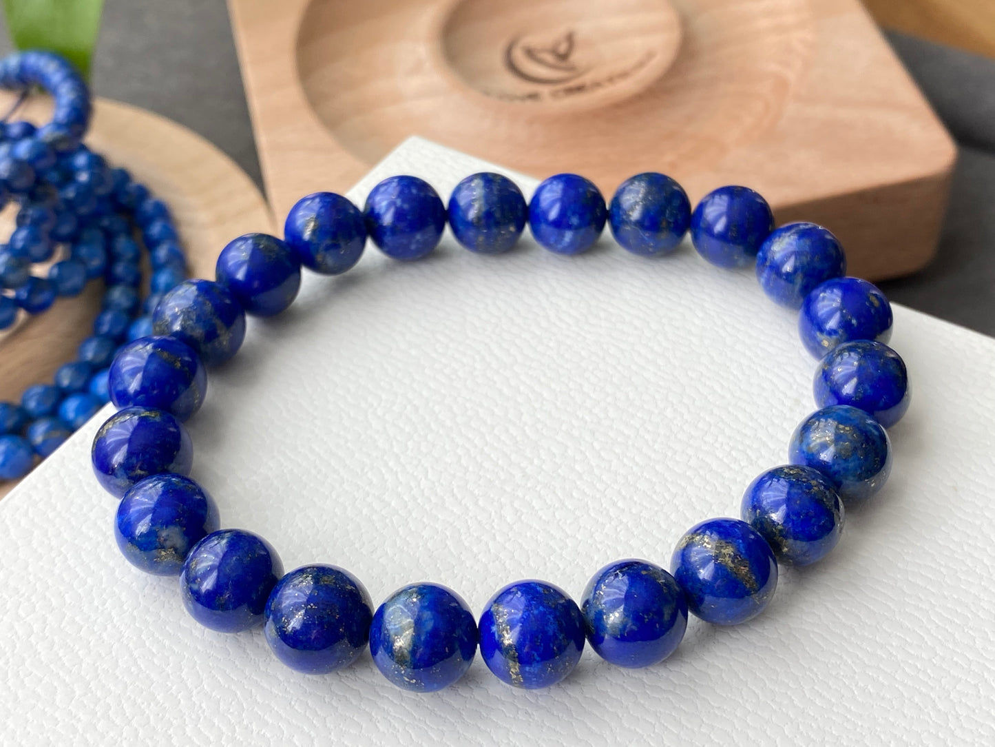 Natural High Grade less White More Blue Lapis Lazuli gemstone earless Anxiety Stress Relief Bracelet,Emotional Healing 5MM/9MM