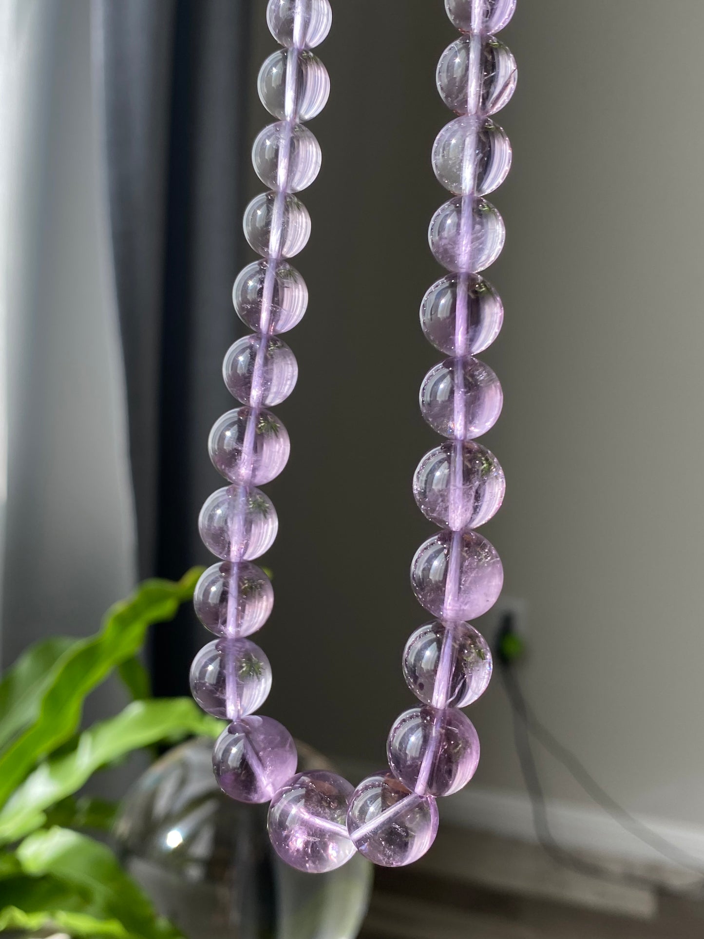 Rare High Clear Natural Lavender Milky Amethyst gradient Change color mix size Bead Necklace 6-14MM