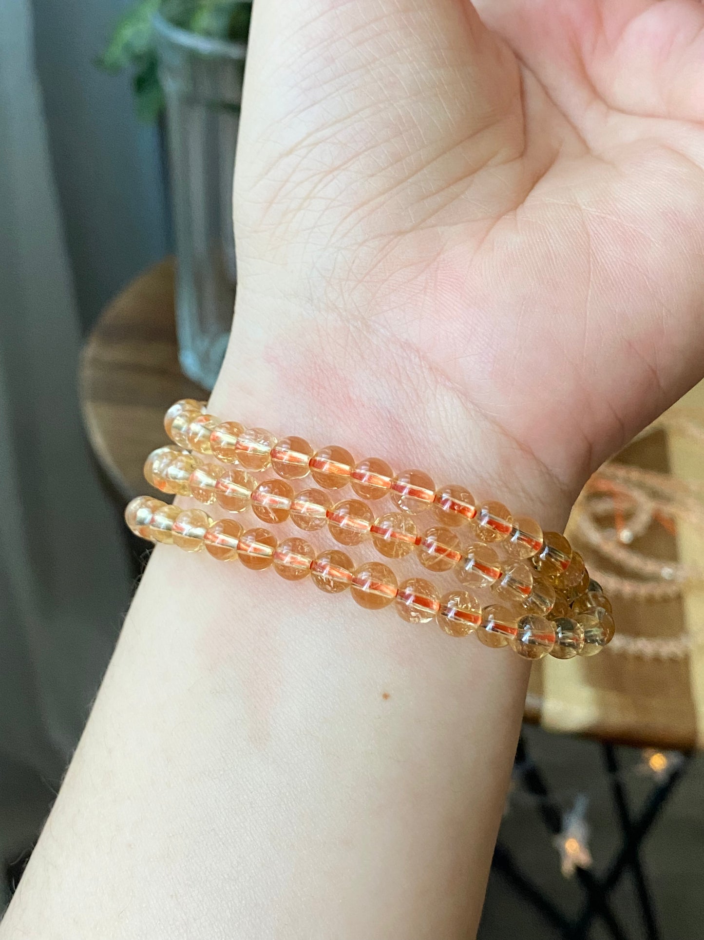 AAAA Grade Natural yellow to gold Citrine round success and wealth bead Bracelet 5mm+ 6mm+,gift for her,handmade bracelet