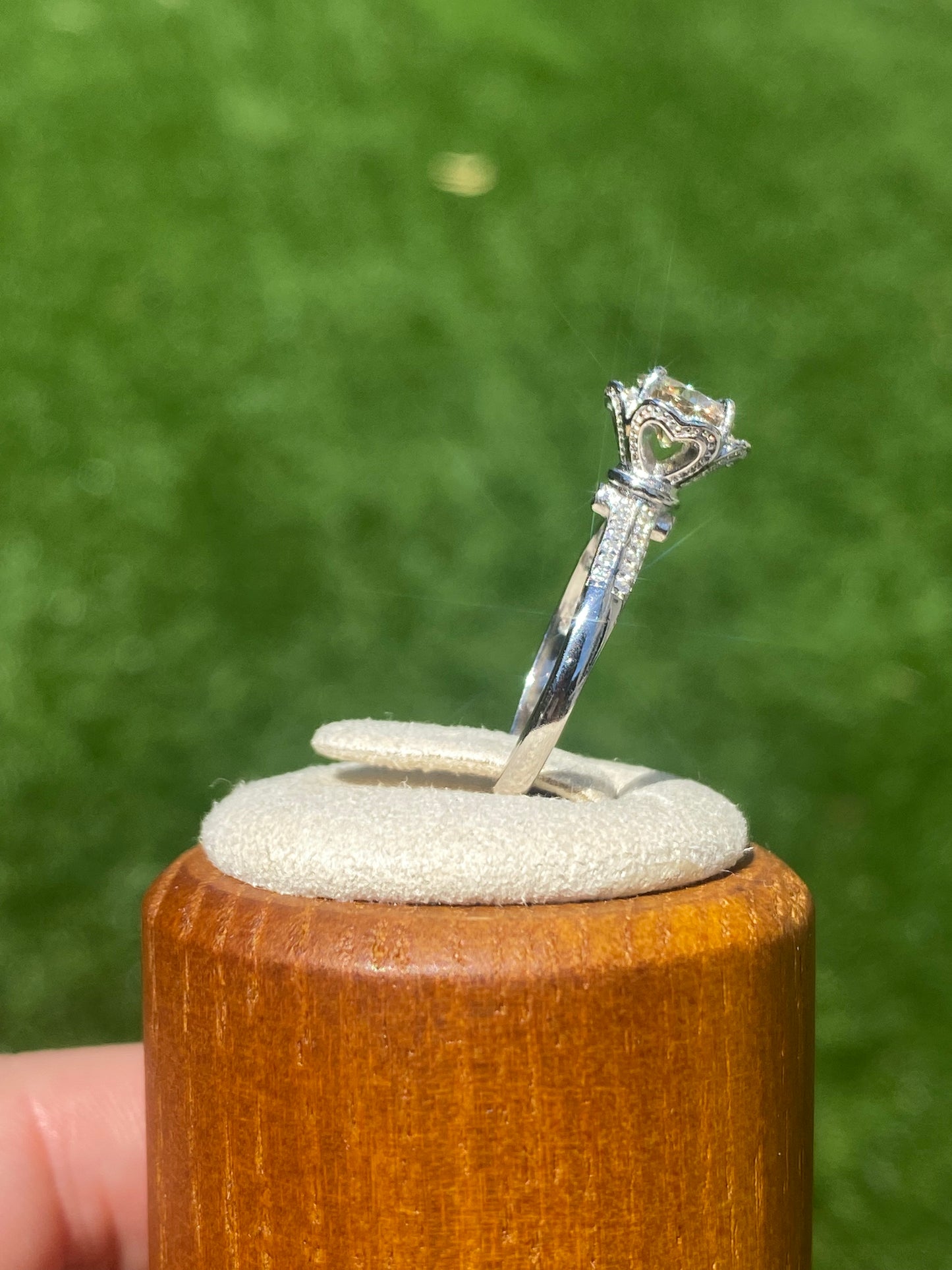 Certificated 1.0 ct. Champagne Moissanite flower heart hollow out Sterling silver wedding ring with box,gift for her,anniversary gift