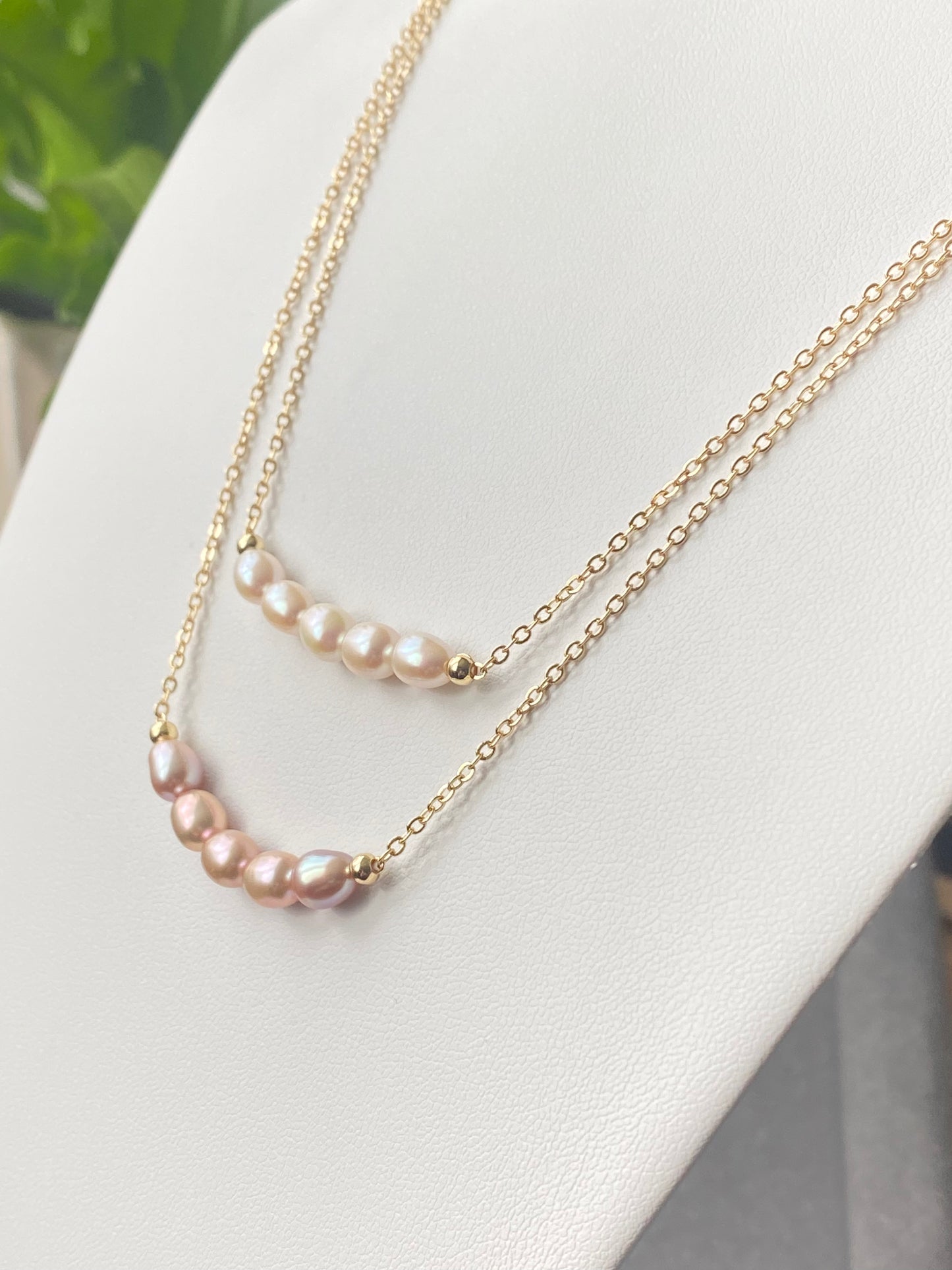 Dainty Pearl Necklace,Pearl Bead Necklace,oval-shaped Freshwater Pearls smile line Necklace,Bridesmaids Gifts ,gift for her