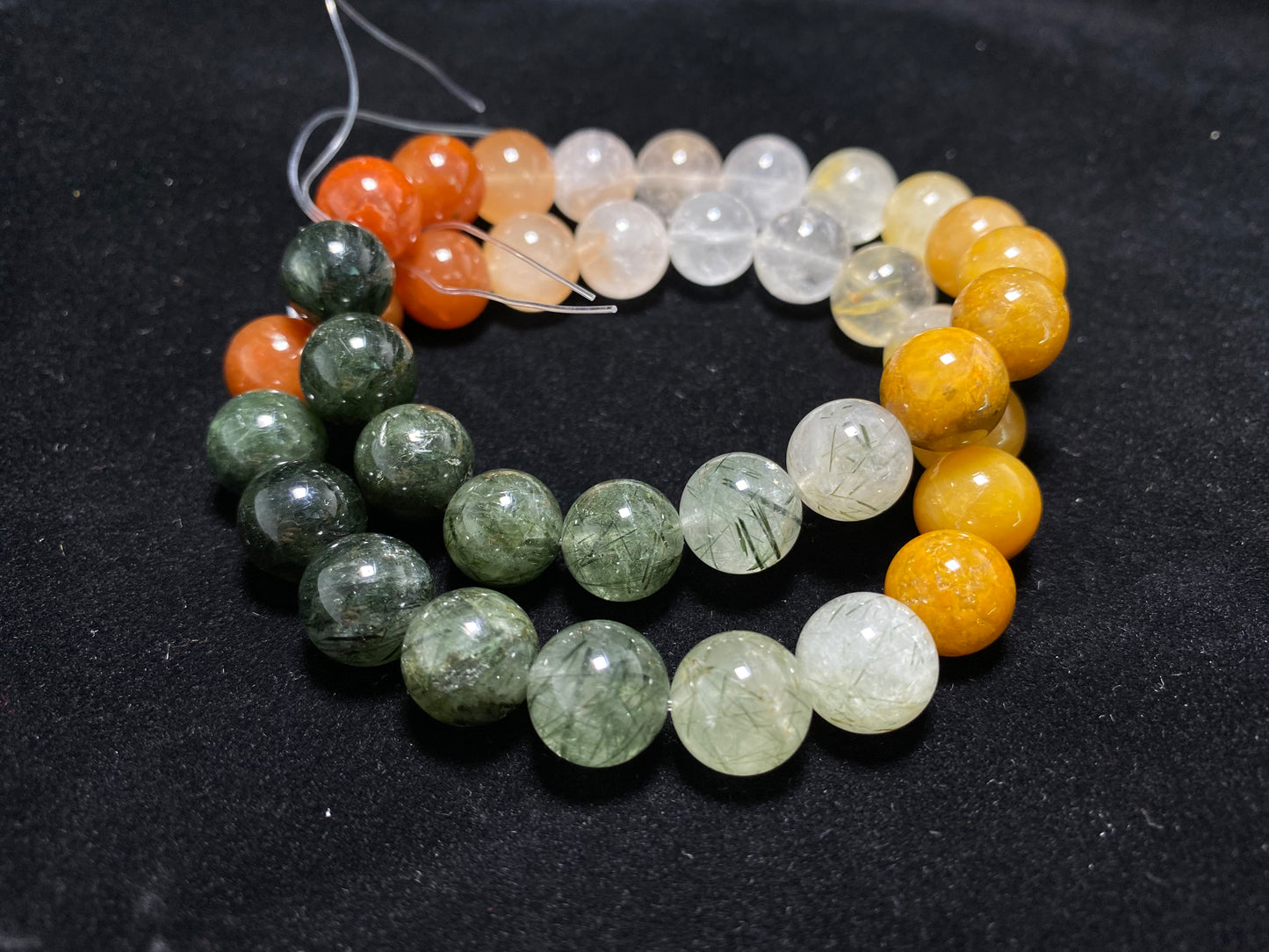 Natural Rainbow Rutilated Quartz gemstone Fortune and Lucky Healing bead bracelet