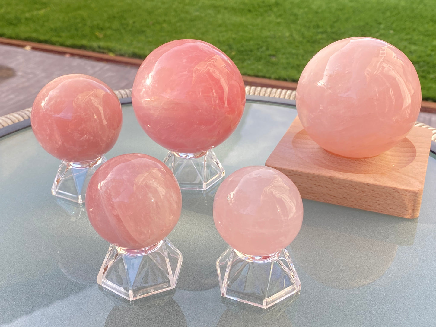 Hight grade 76MM Natural Rose quartz Sphere,Quartz Crystal Ball,Crystal Healing Divination ball,Led light stander
