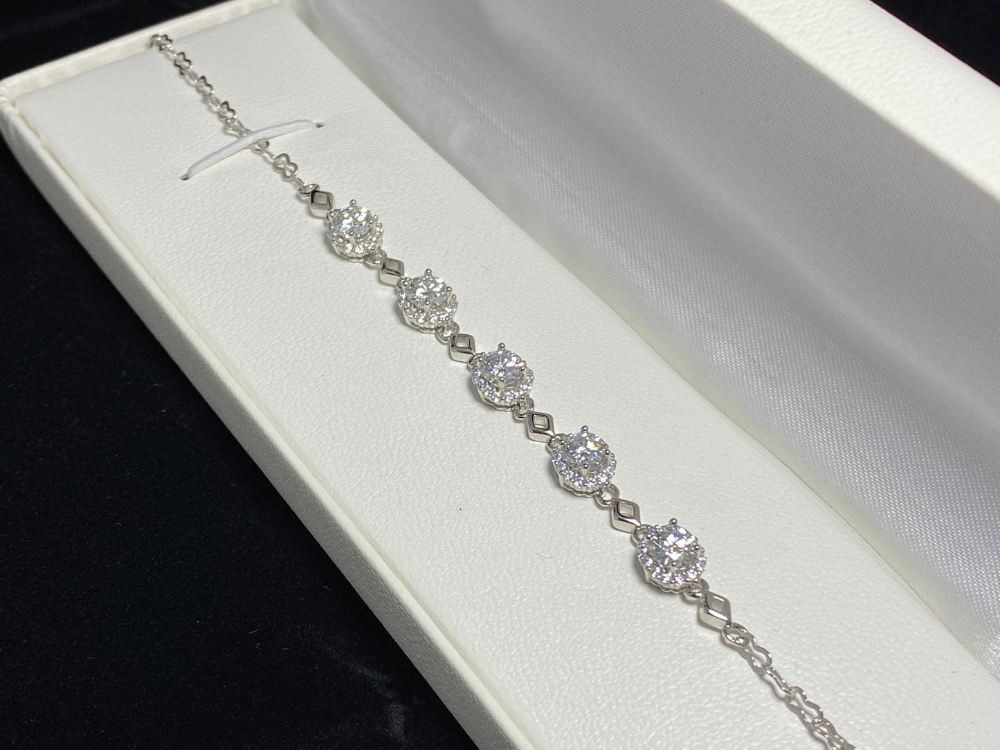 Certificated 0.5ct Moissanite chain Sterling silver bracelet,wedding chain bracelet, gift for her