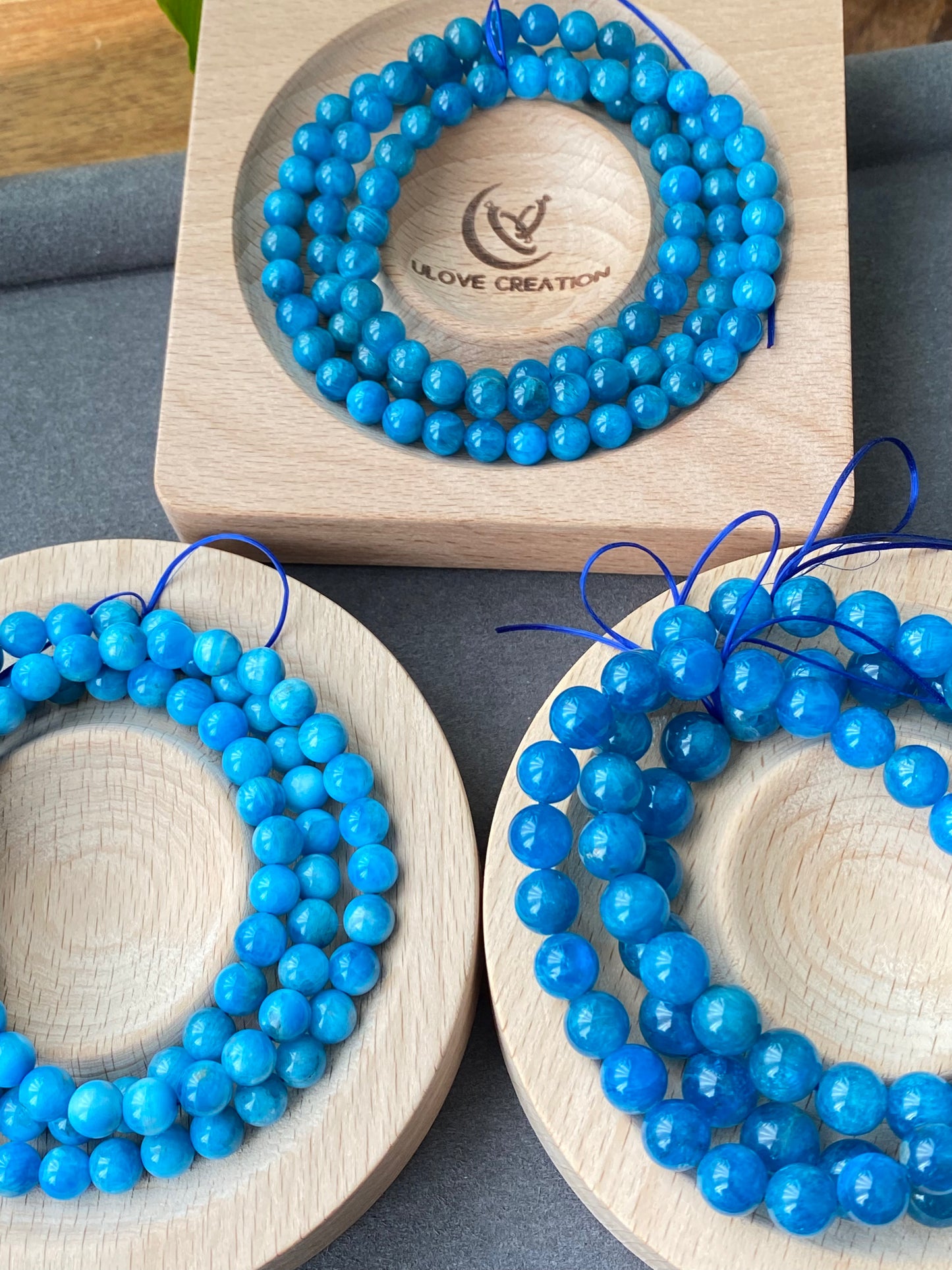 AAA Grade Natural Blue Apatite Round Crystal Yoga Jewelry ,Boho Jewelry Bracelet 6mm 7mm 8mm 9mm