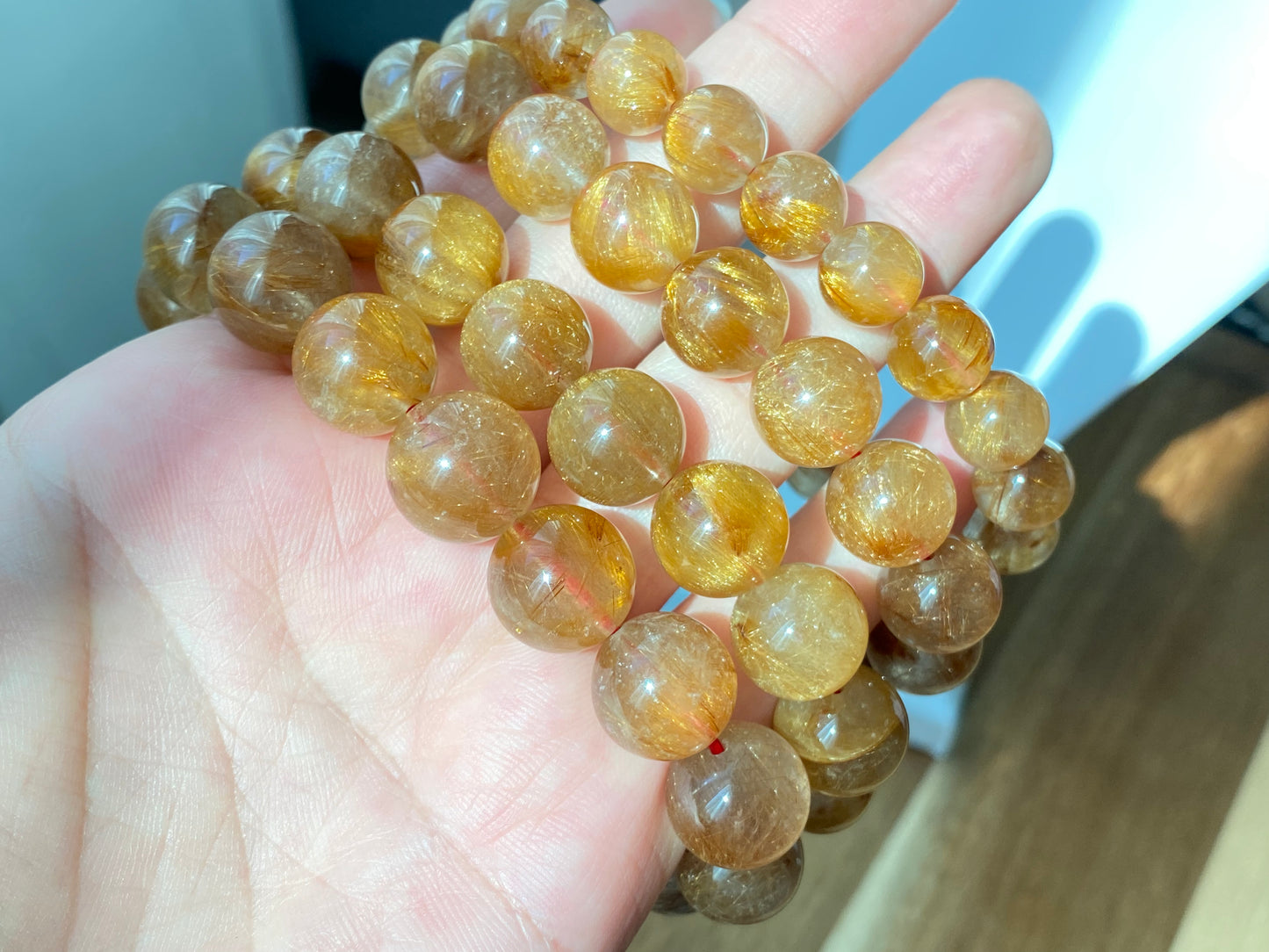 Top Grade Latte gold Coffee Rutilated Quartz, wealth, health,block bad energies round bead bracelet 10mm,12mm,13mm