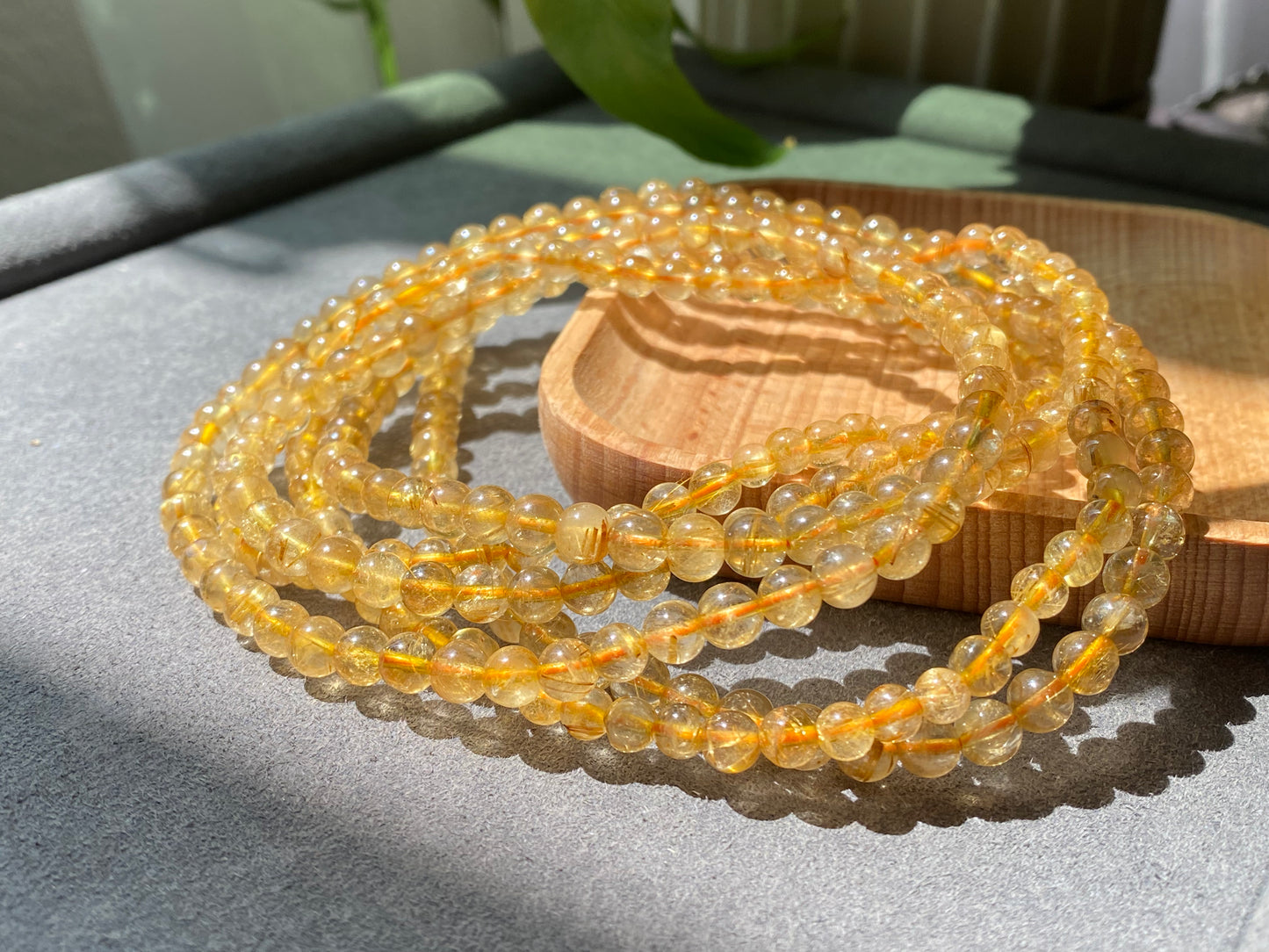 Natural Golden Rutilated Quartz Titanium stunning quanlity Copper Rutilate round bead bracelet,gift for her,gift for him