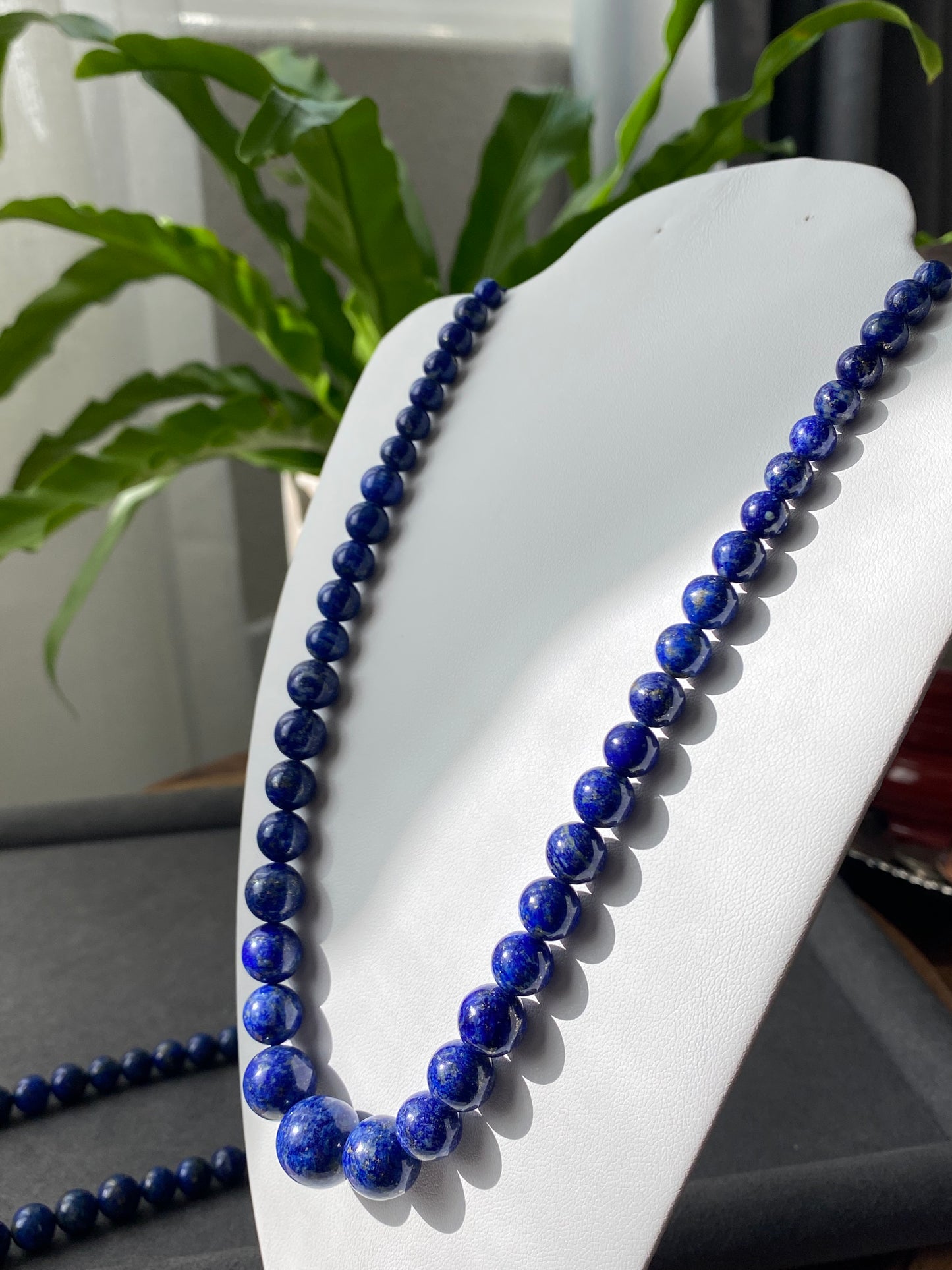 Natural Lazurite Lapis Lazuli Deep Blue less white Mixed size Bead Healing Crystal Necklace 4.7-13.5MM