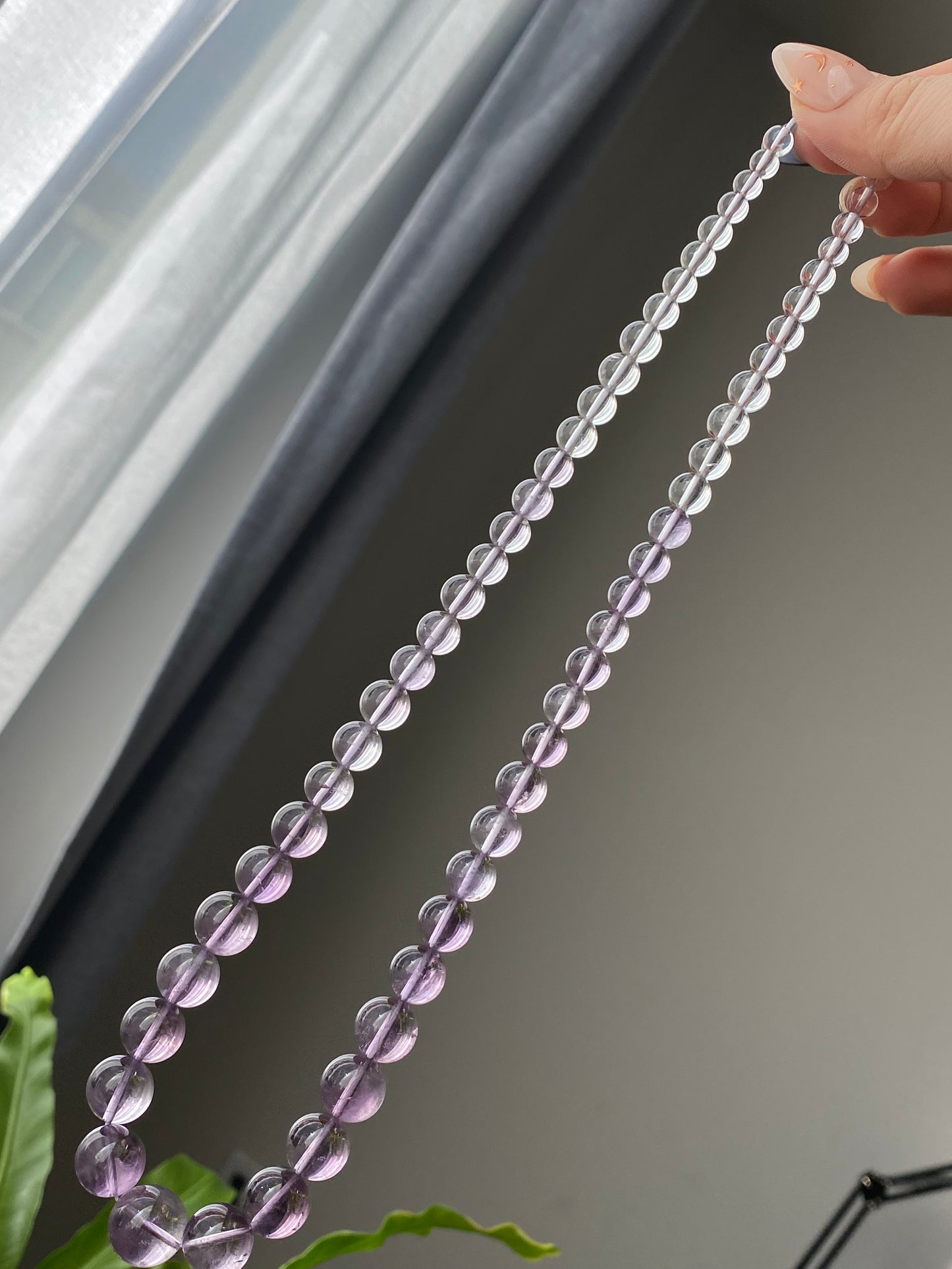 Rare High Clear Natural Lavender Milky Amethyst gradient Change color mix size Bead Necklace 6-14MM