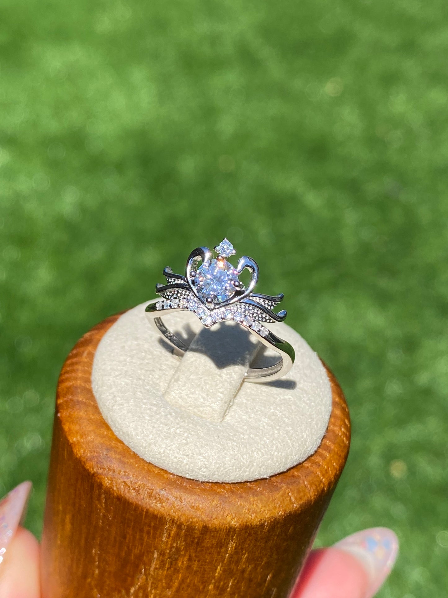 Certificated 0.5ct. Moissanite Swan Heart Disney Princess sterling silver Ring,wedding ring, Groomsman gifts,Bridesmaid Gifts