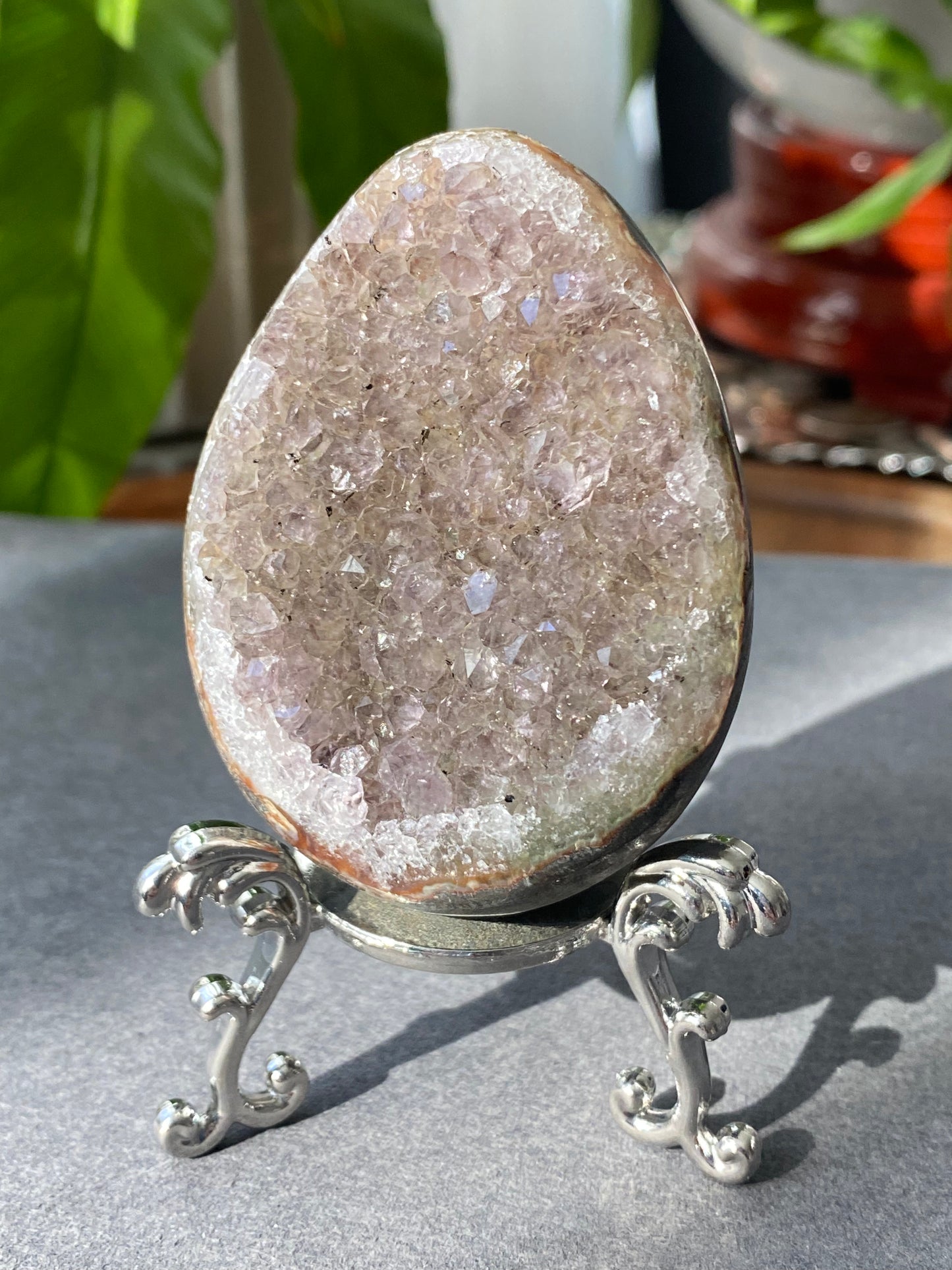 Natural Amethyst Dragons Egg with Stand- From Brazil,healing and cleansing powers & enhances spiritual awareness 130-215Gni