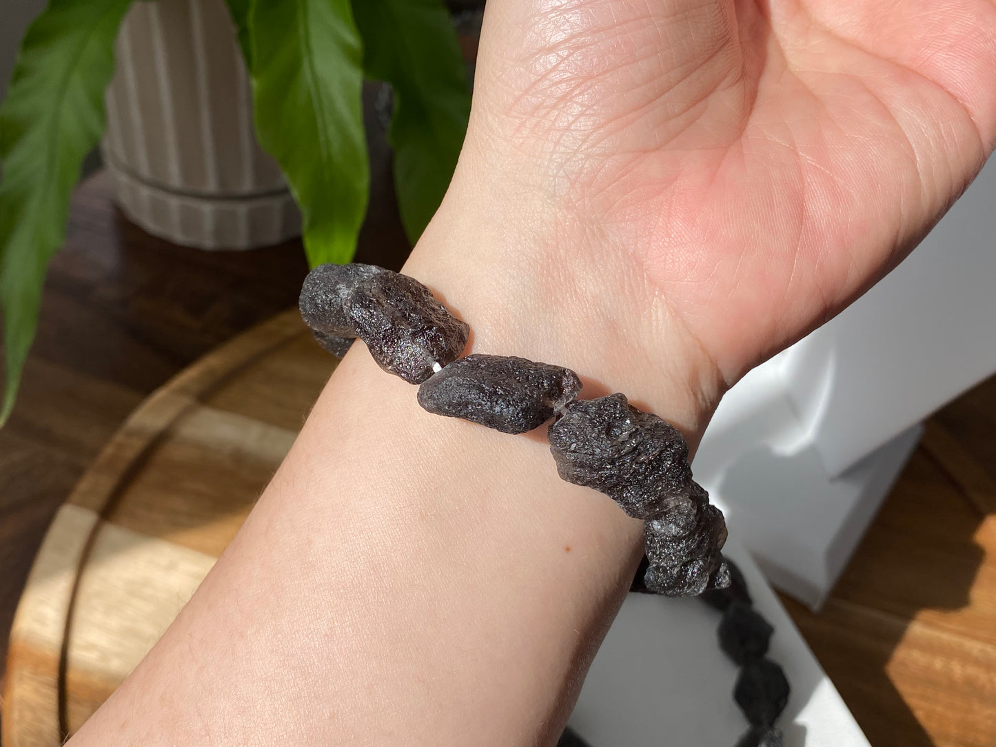 35-50g Natural Raw Cintamani Saffordite Tektite Bracelet, wishing stone, Saffordite Tektites, Arizona Tektitest bead bracelet