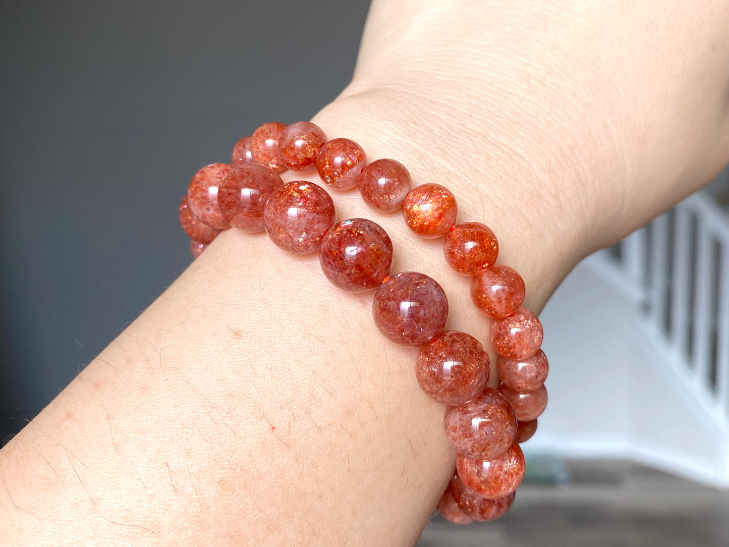 High Quality Sunstone healing crystal,with rainbow inside bead bracelet necklace 5mm,7mm,8mm,10mm