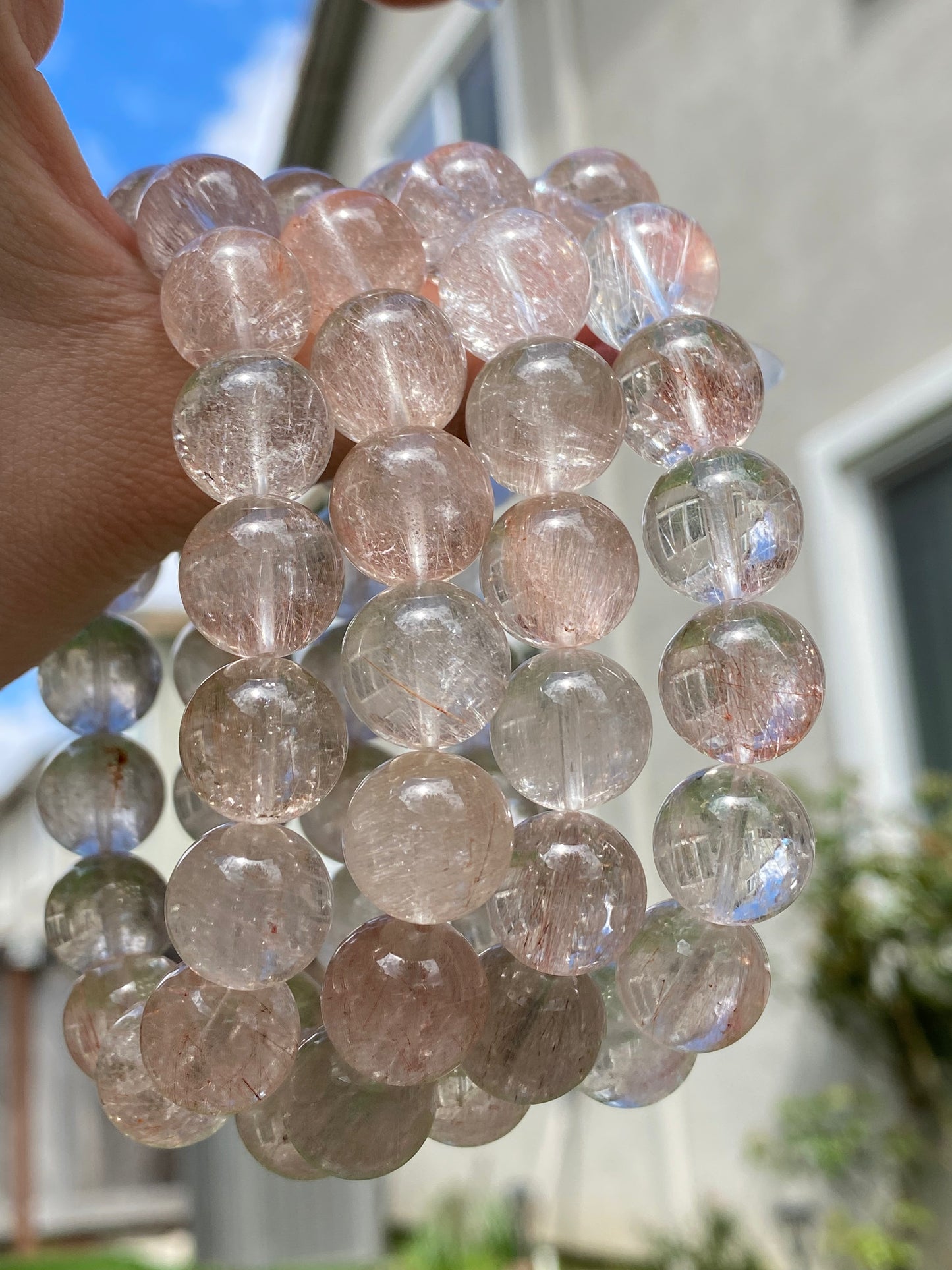 AAAA+ Natural super clear Rutilated Quartz,silky Rutilated smooth round bead bracelet gift for her, gift for mom