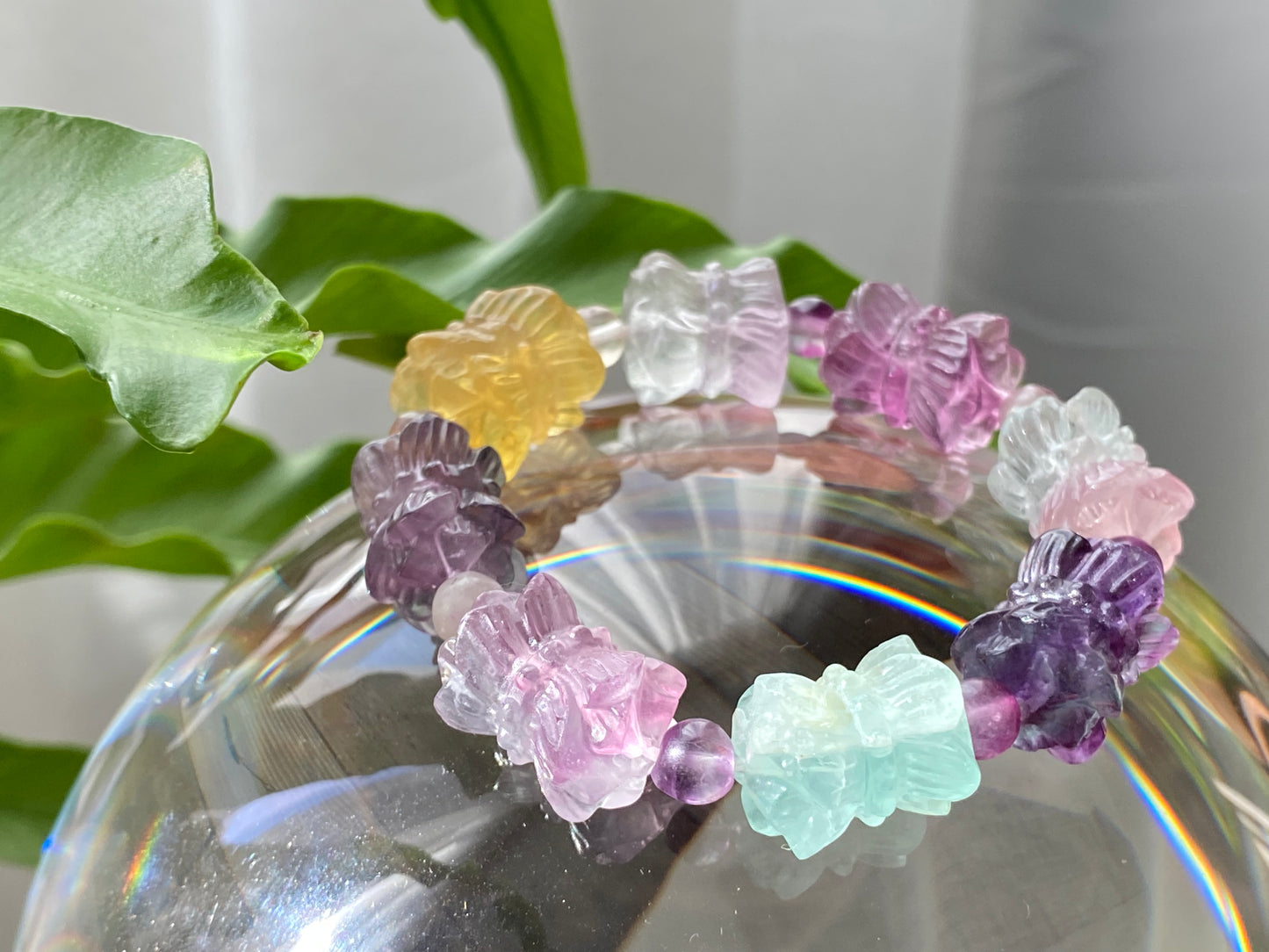 Natural Unicorn FLuorite Hand Craved twin lotus flowers on one stalk,devoted married couple Beaded Bracelet, gift for her,Valentine's Day Gift