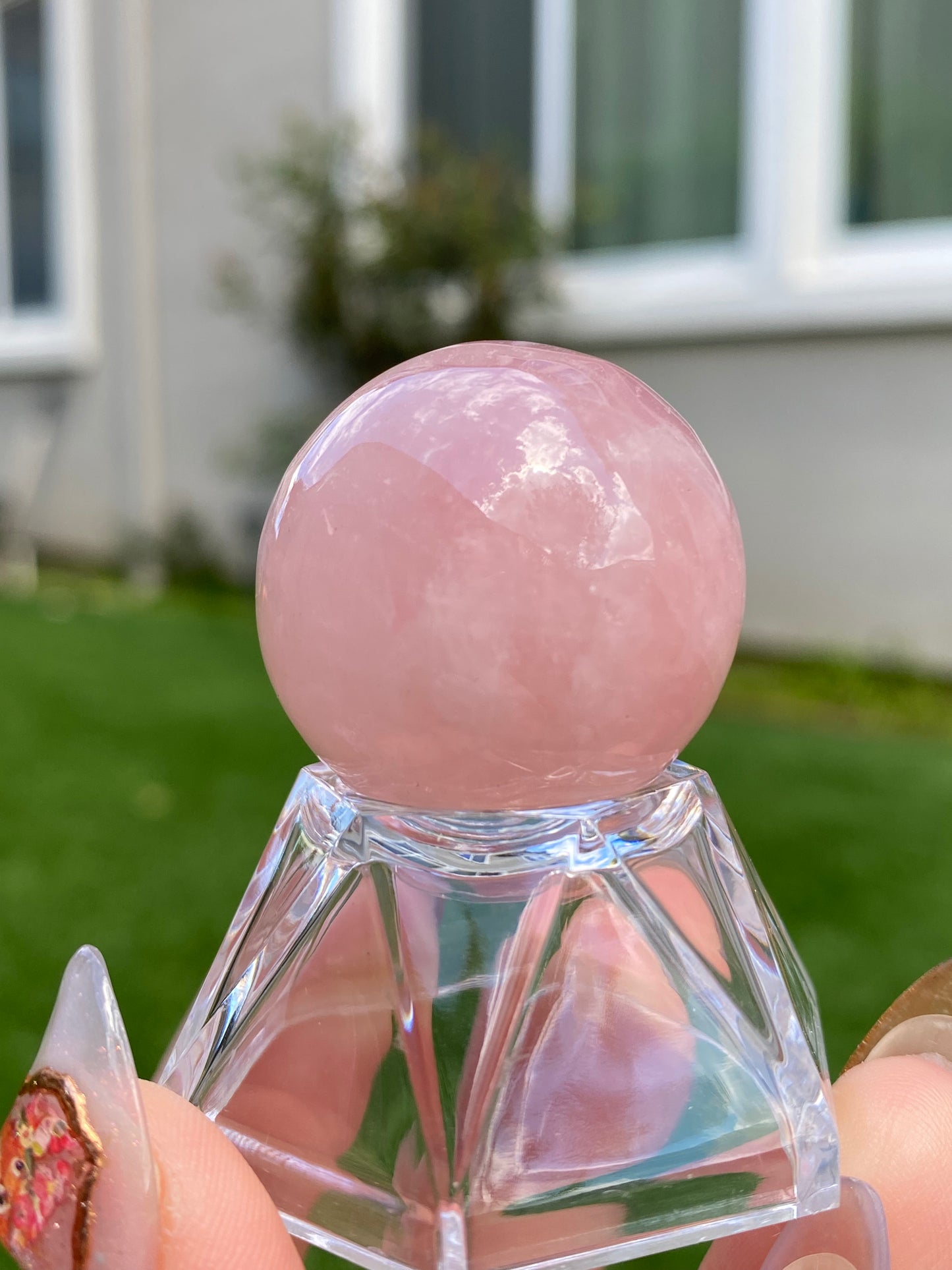 Hight grade 76MM Natural Rose quartz Sphere,Quartz Crystal Ball,Crystal Healing Divination ball,Led light stander