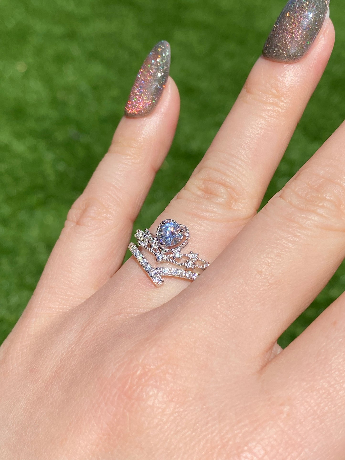 Brilliant cut Moissanite 0.5 CT. certified sterling silver Star surround Heart crown Moissanite ring,gift for her,anniversary gift