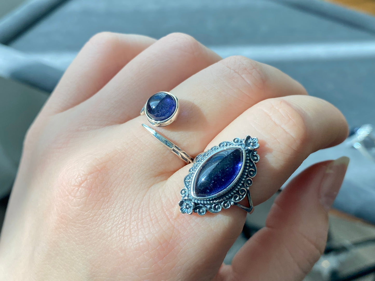 Natural High Rare Grade Marquise Bloodshot Iolite,Cordierite,Dichroite Mid century modern Vintage Sterling Silver Ring,weight lose gemstone