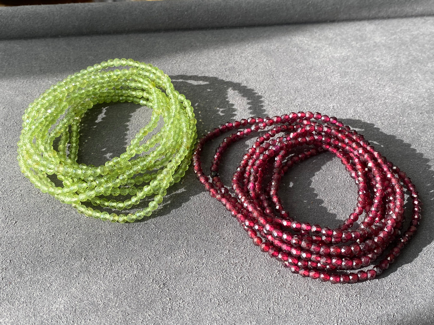 3mm+ Natural Faceted diamond Cut Gemstone,Prehnite,Garnet,super shinning Fire illuminate,Triple Wrap Bracelet,Long necklace