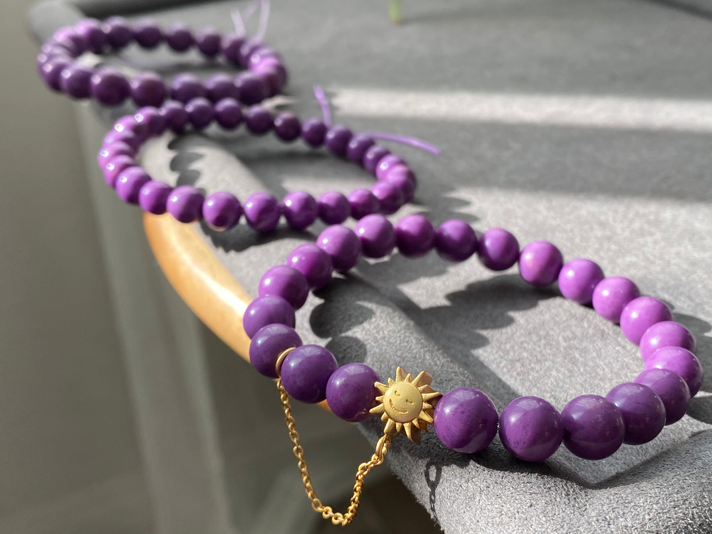 7MM,8MM,10MM AAAA+ Natural Purple Mica,Phosphosiderite Beaded Bracelet Deep Purple