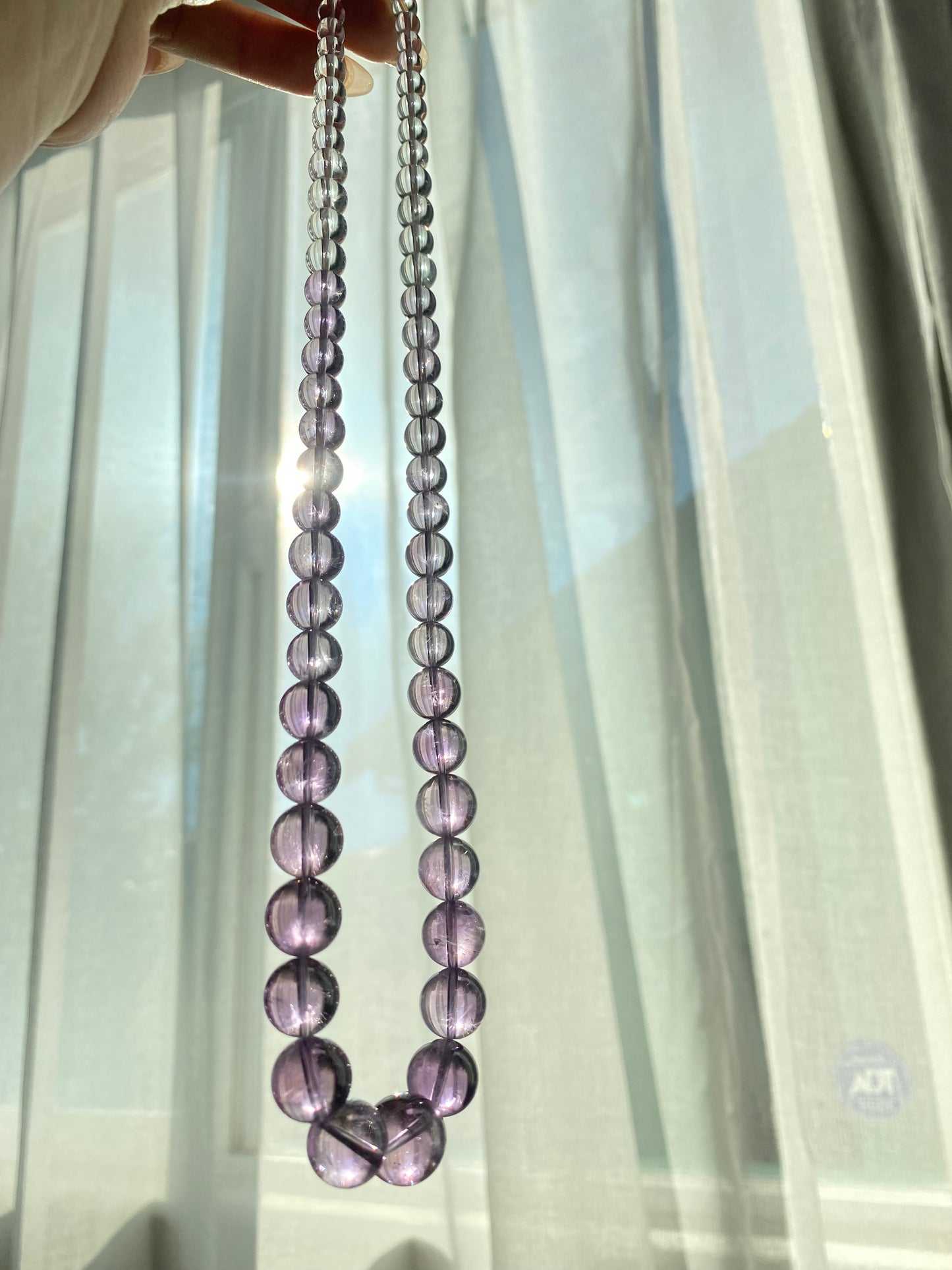 Rare High Clear Natural Lavender Milky Amethyst gradient Change color mix size Bead Necklace 6-14MM