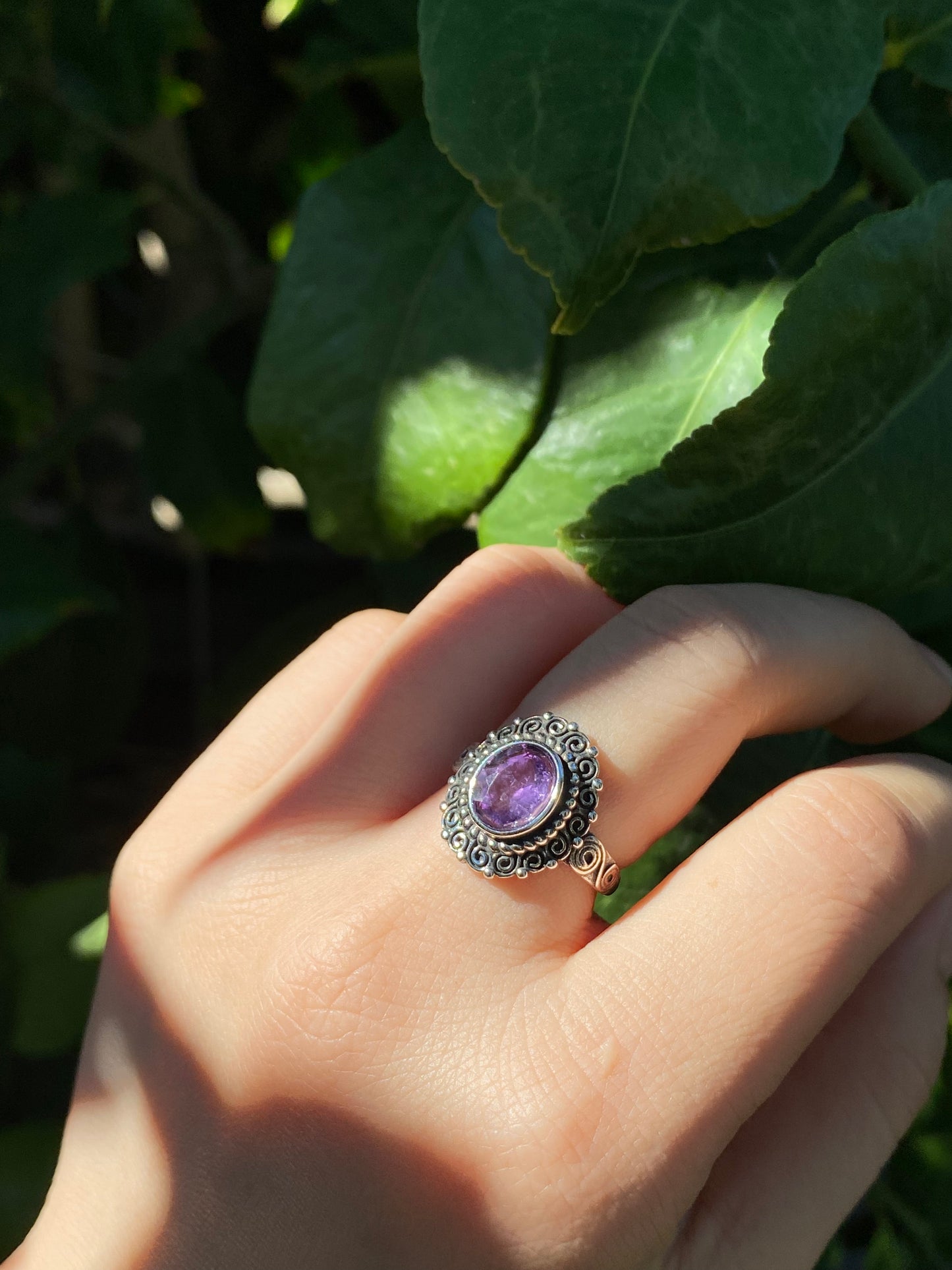 AAA grade Amethyst sterling silver vintage ring