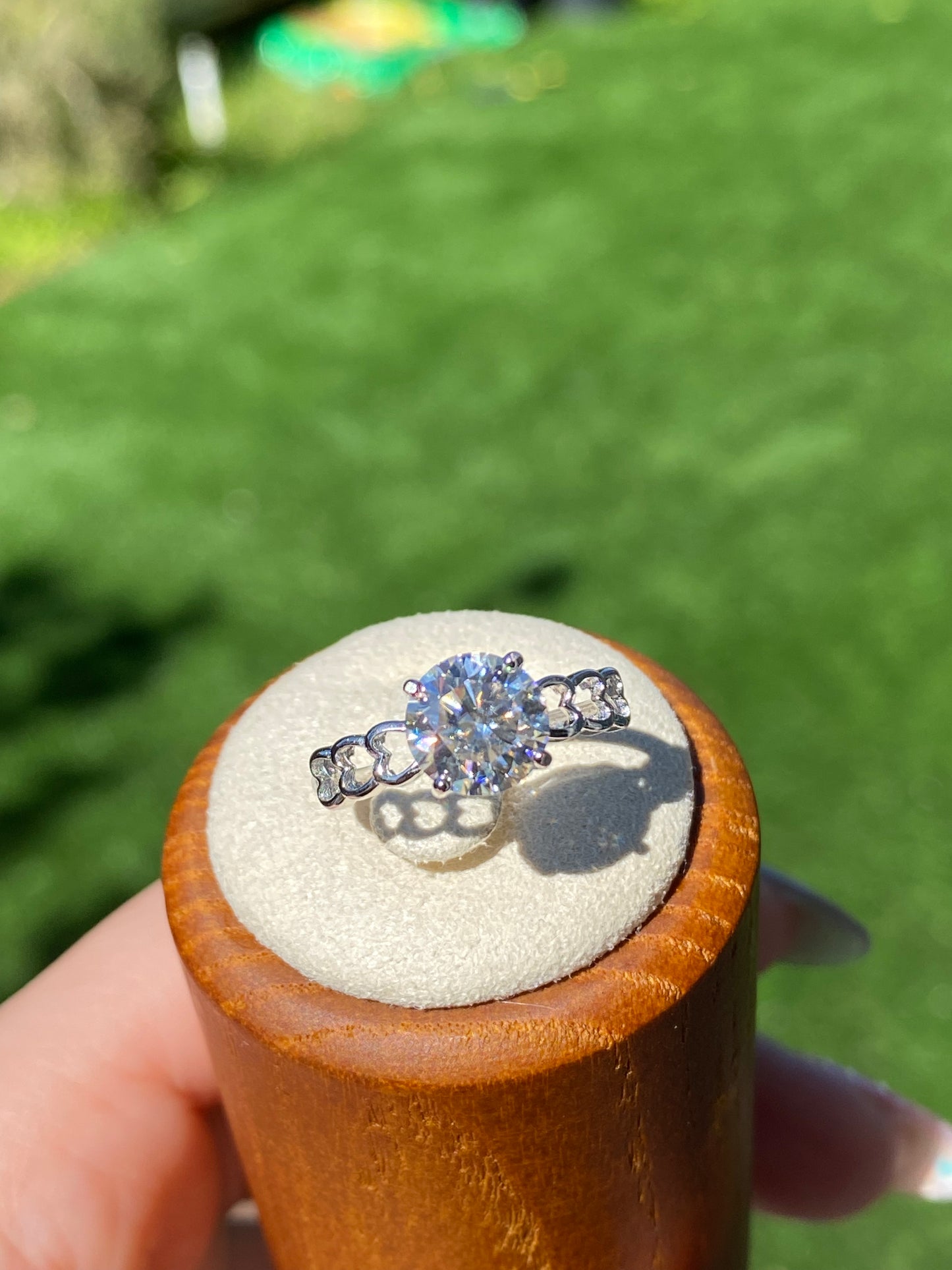 2ct. Champagne Moissanite Ring, Champagne Solitaire Ring, Round Moissanite Ring, Moissanite Engagement Ring, hollow out Heart gift for her