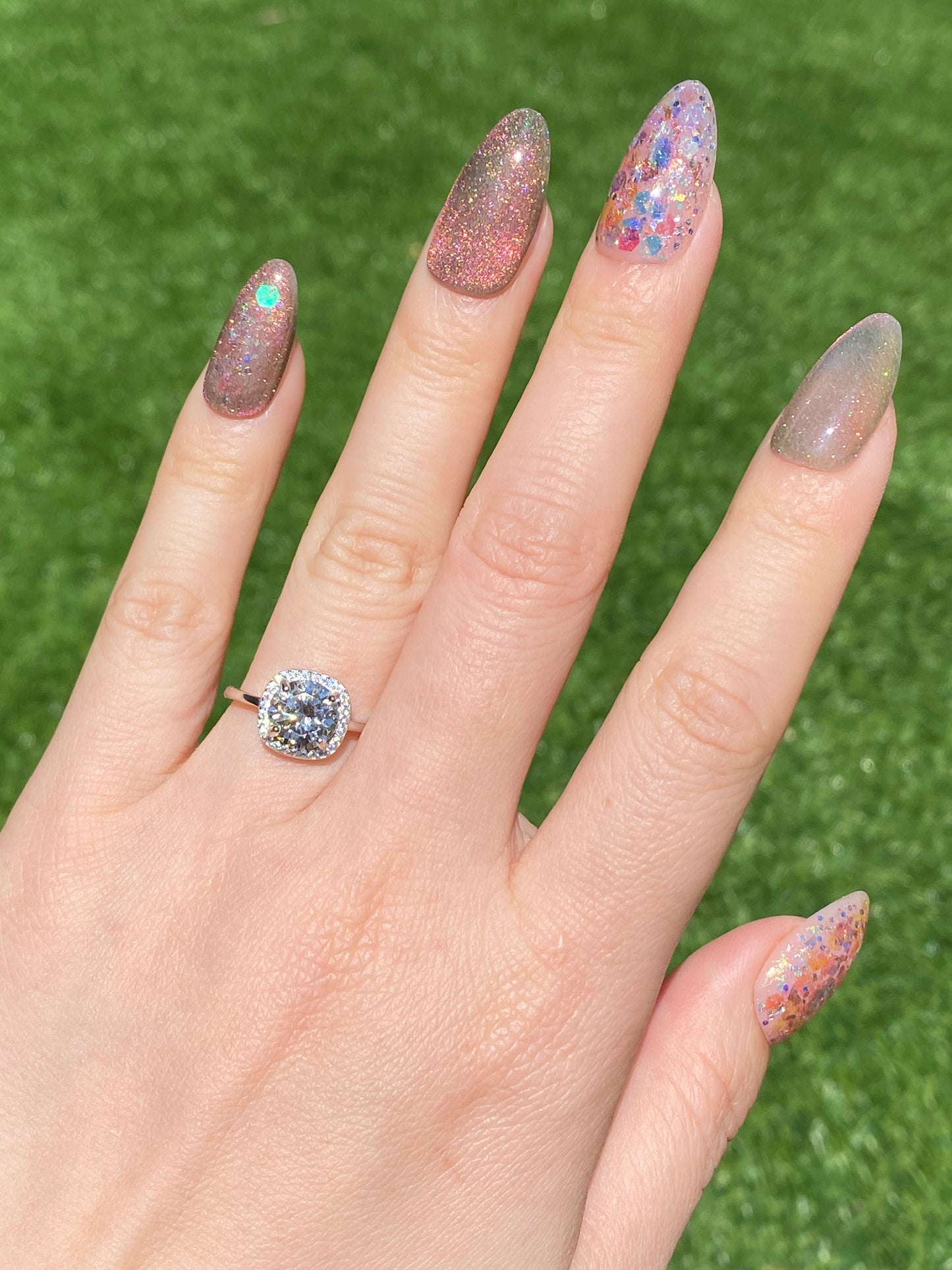 2ct. Champagne Moissanite Ring, Champagne Solitaire Ring, Square crown Moissanite Engagement Ring, gift for her,anniversary gift