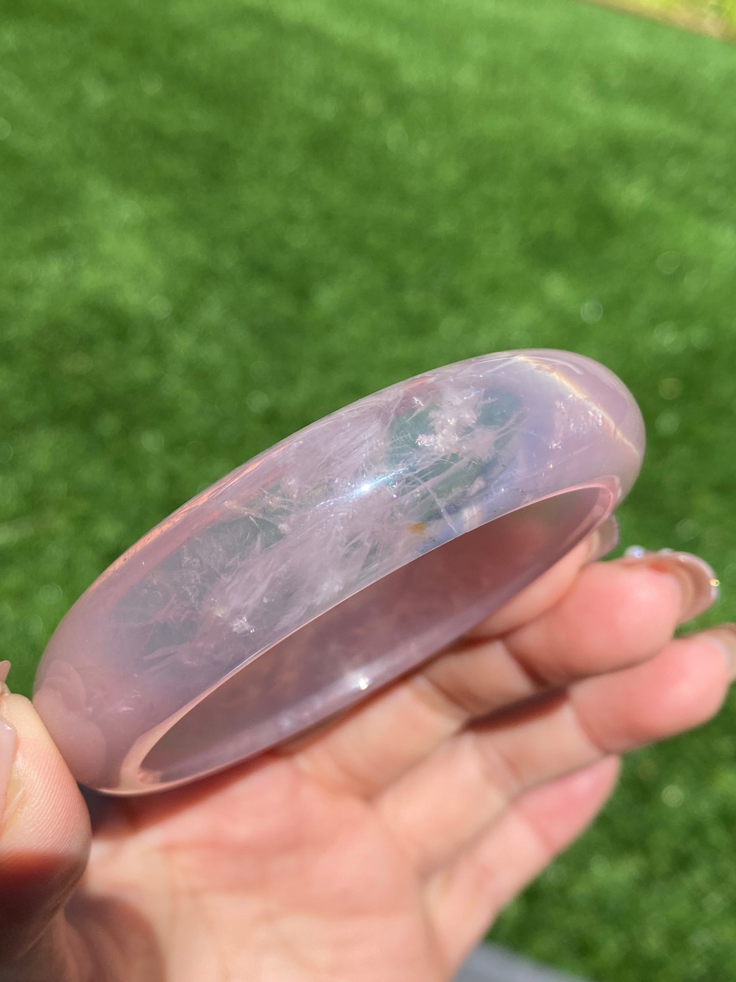 TOPPEST Silky Fire illuminate Rose Quartz Bangle Bracelet,gemstone Rose Quartz Crystal Bangle,gift for her,gift for Mother,Lover