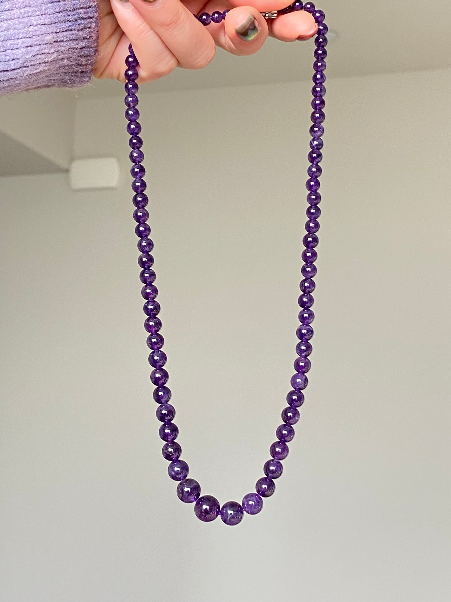 Natural Deep purple ,Light purple Amethyst smoothie round carefully hand pick design Necklace