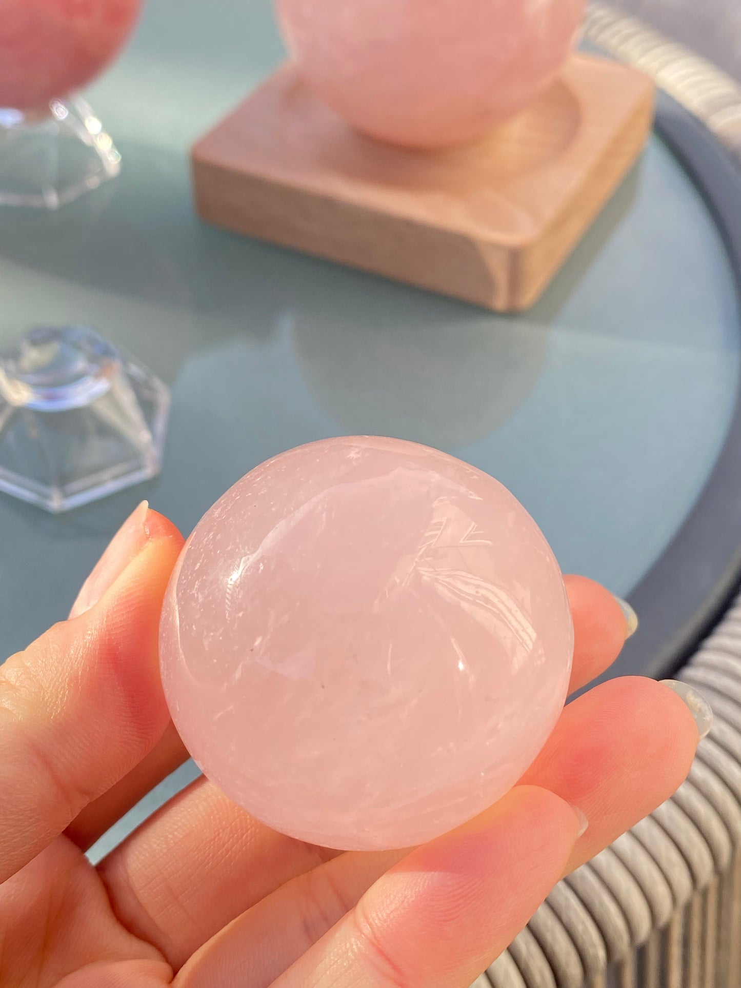 Hight grade 76MM Natural Rose quartz Sphere,Quartz Crystal Ball,Crystal Healing Divination ball,Led light stander