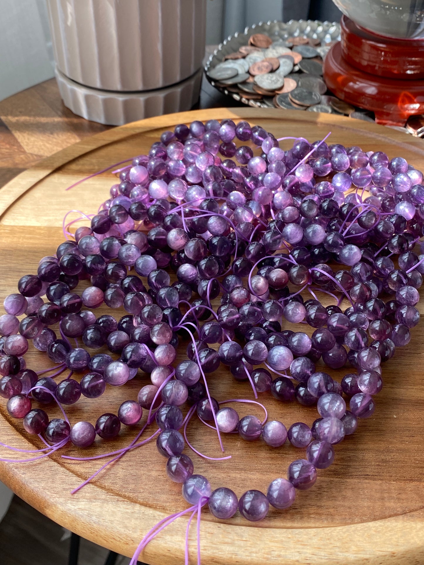 AAAAA grade cat eyes luxury purple Lepidolite,woman bracelet, nature smoothy round gemstone bead bracelet