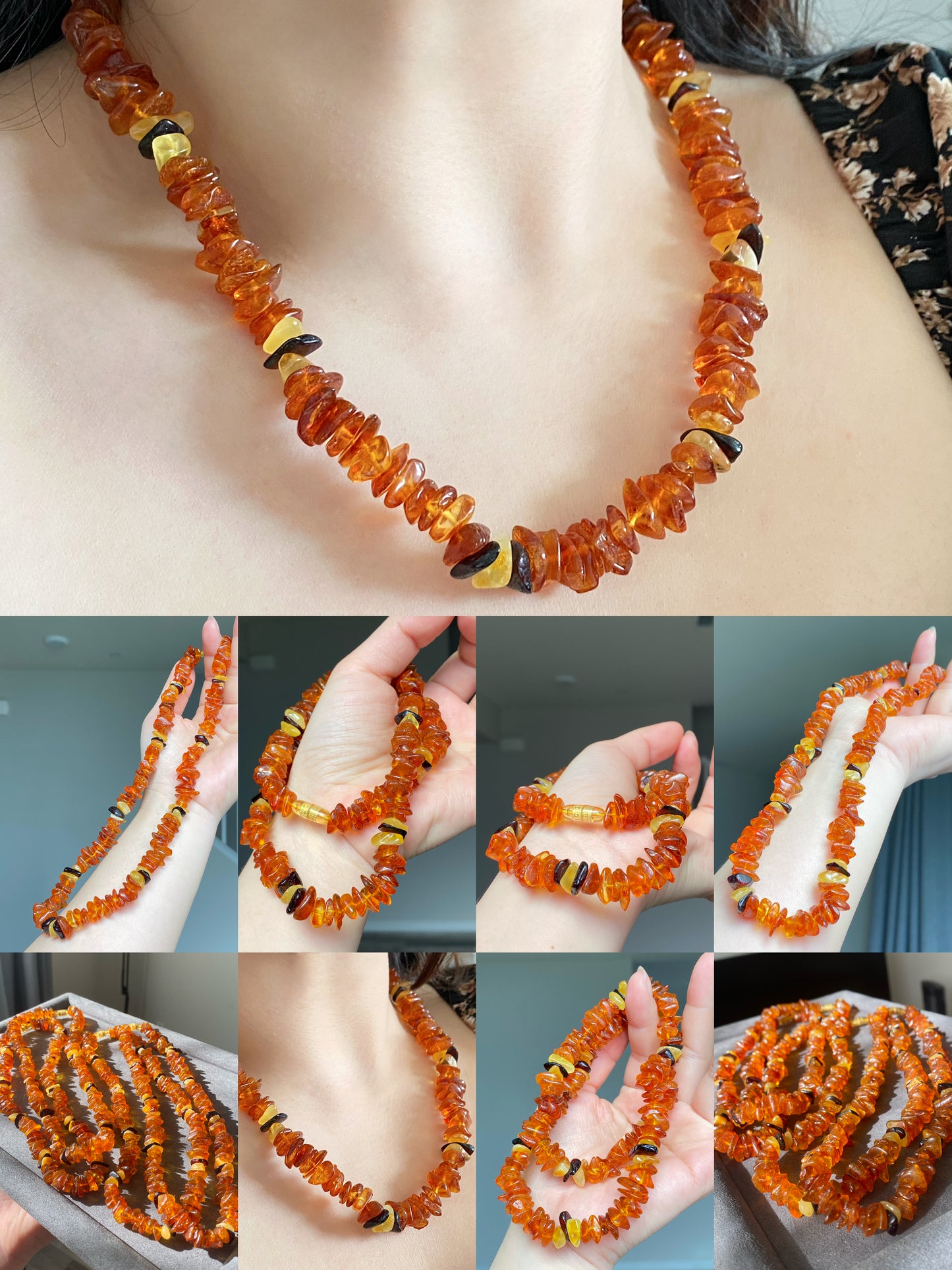 Made Friend Price Natural Genuine Baltic Amber Big Nuggets chips Mixed Color Irregular Bead Necklace
