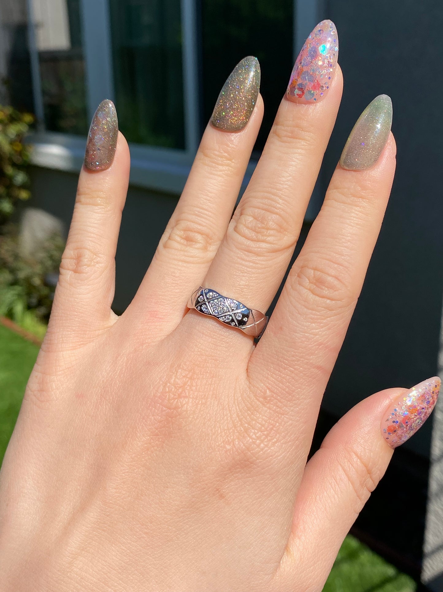 Certificated 1.0 ct. Moissanite Lozenge Sterling silver everyday ring wedding ring with box