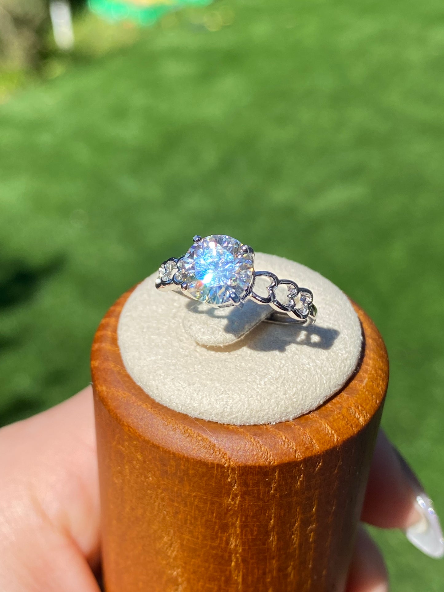 2ct. Champagne Moissanite Ring, Champagne Solitaire Ring, Round Moissanite Ring, Moissanite Engagement Ring, hollow out Heart gift for her