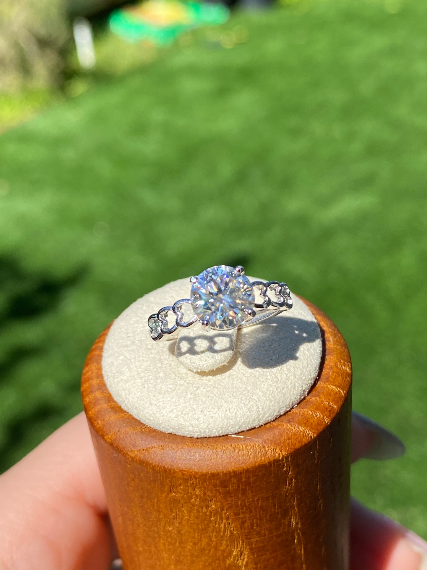 2ct. Champagne Moissanite Ring, Champagne Solitaire Ring, Round Moissanite Ring, Moissanite Engagement Ring, hollow out Heart gift for her