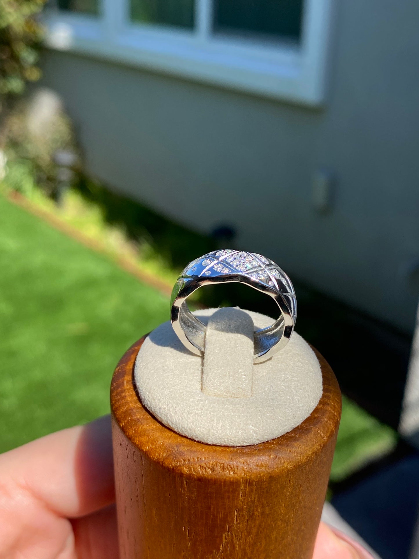 Certificated 1.0 ct. Moissanite Lozenge Sterling silver everyday ring wedding ring with box