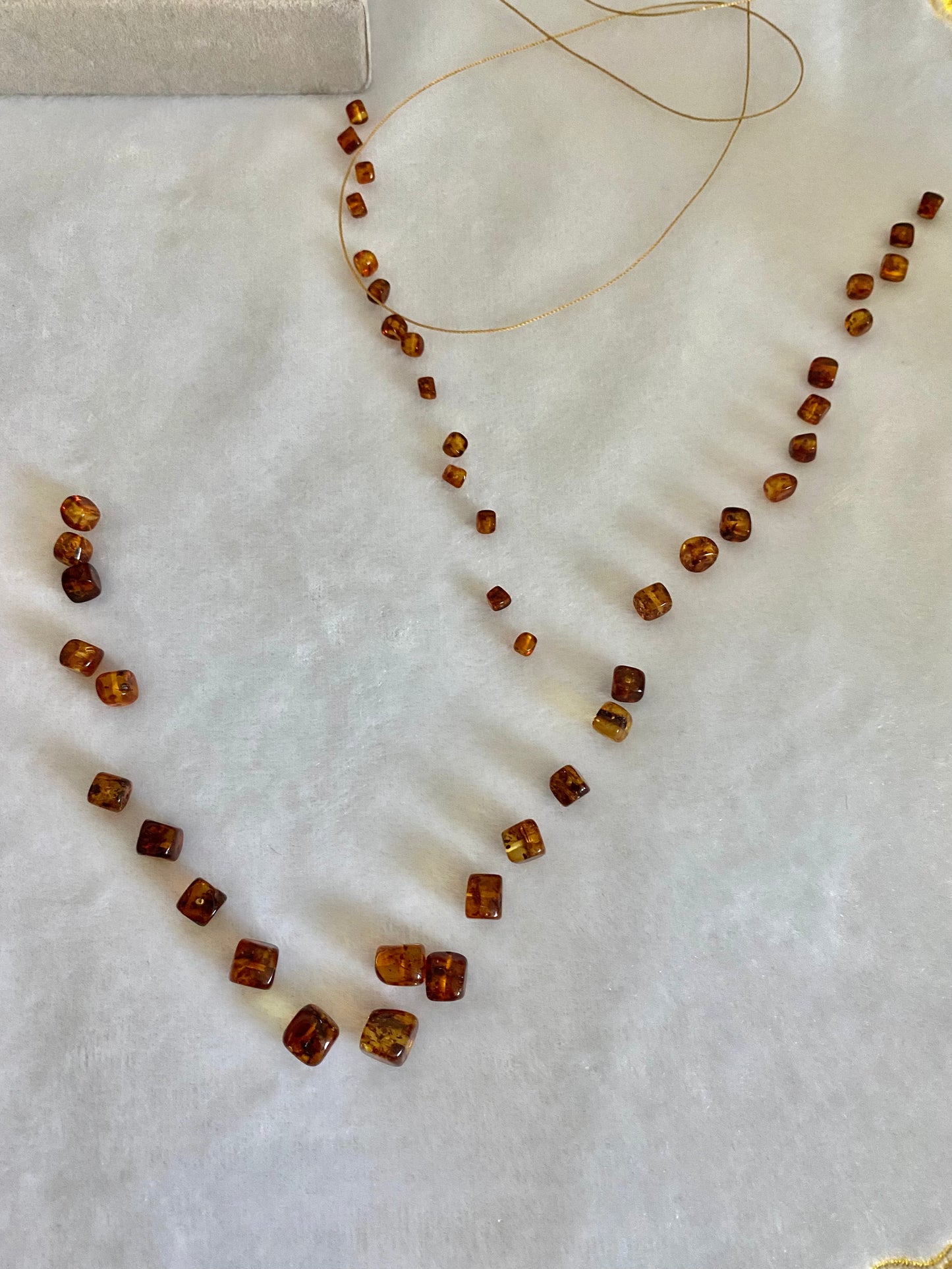 Natural Genuine Baltic Amber square Bead Necklace mixed size,gift for her ,gift for mother