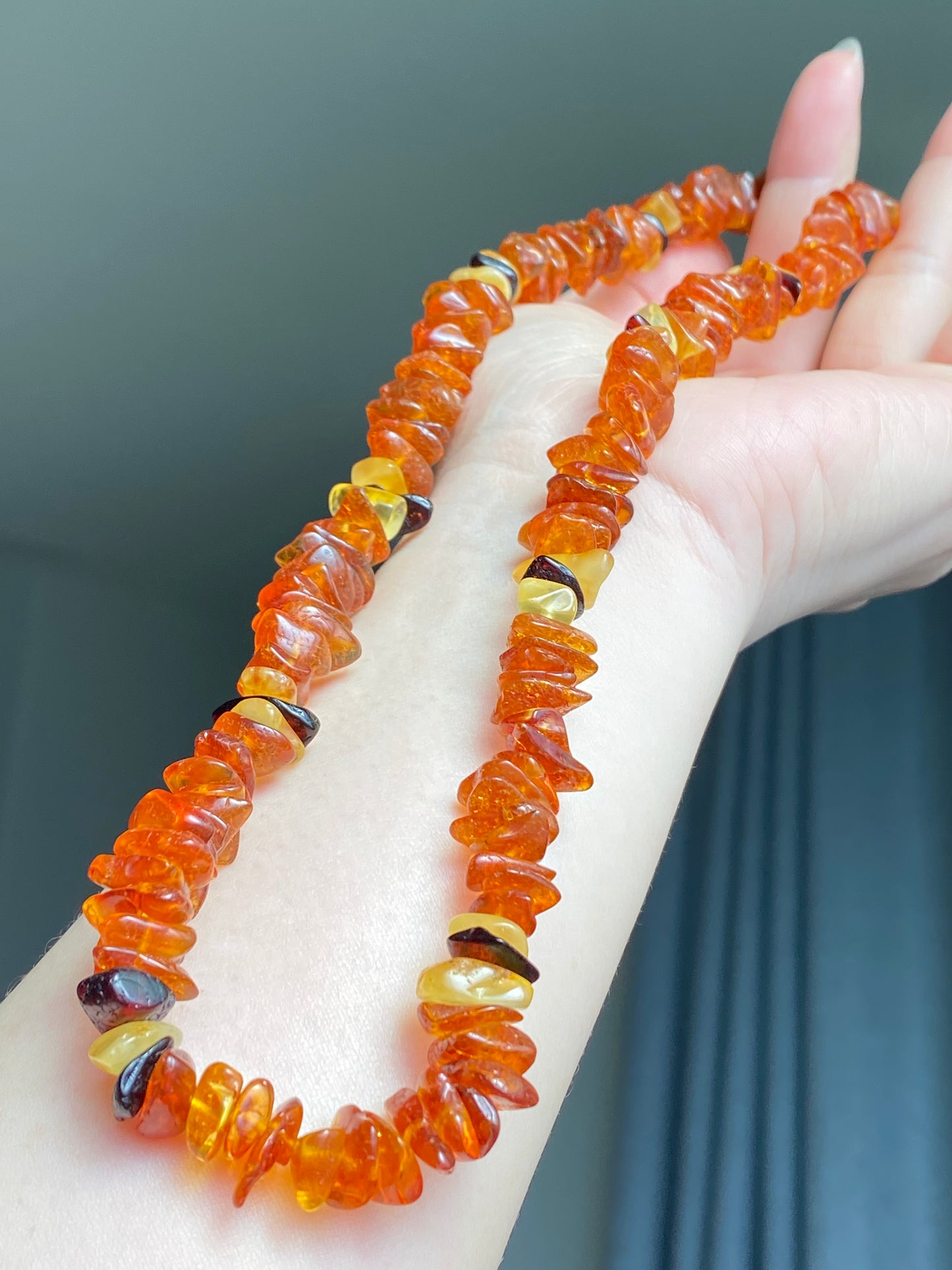 Made Friend Price Natural Genuine Baltic Amber Big Nuggets chips Mixed Color Irregular Bead Necklace
