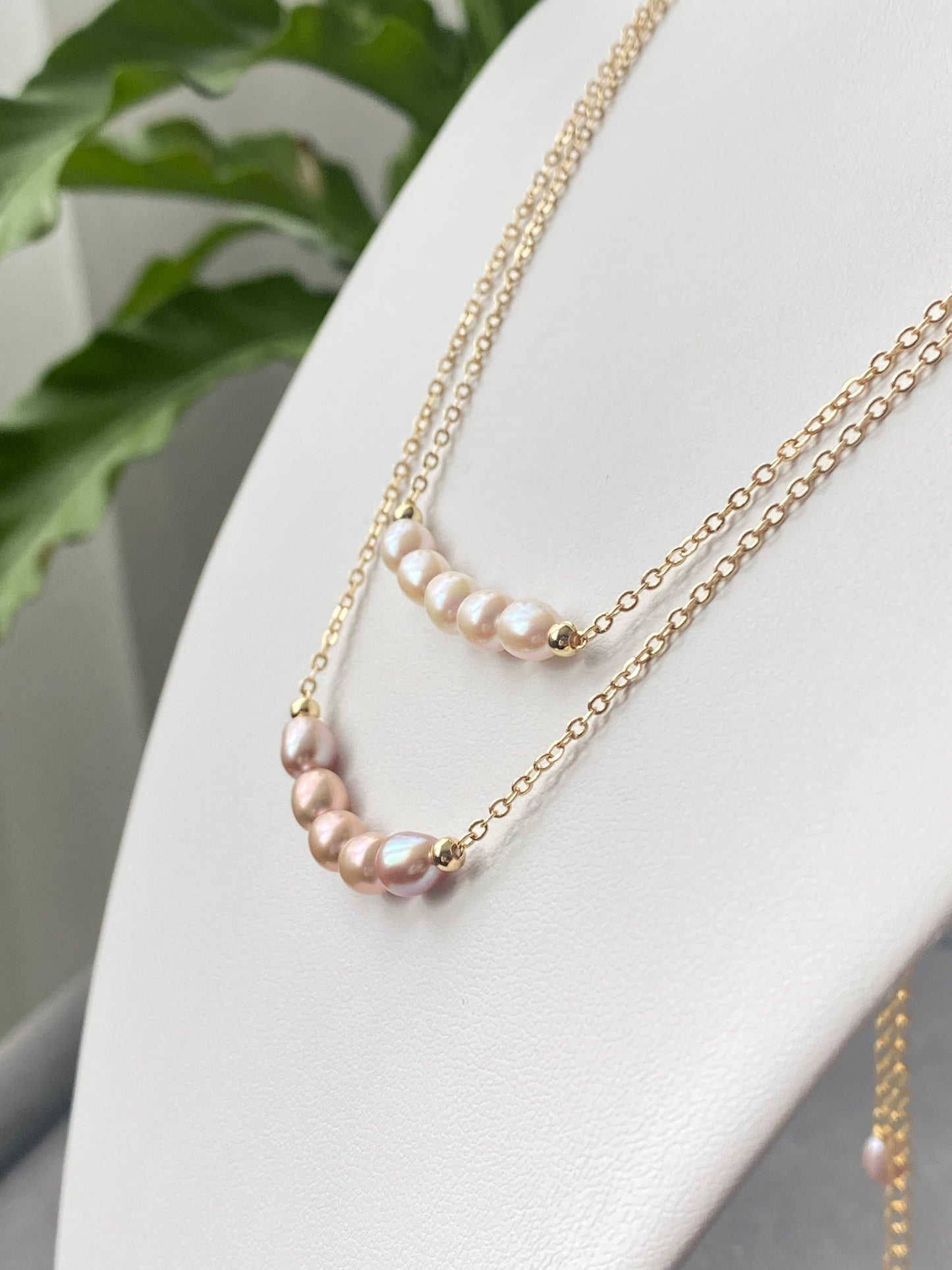 Dainty Pearl Necklace,Pearl Bead Necklace,oval-shaped Freshwater Pearls smile line Necklace,Bridesmaids Gifts ,gift for her