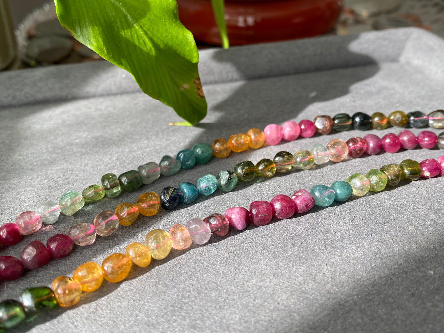 Rare Find High Grade color standard irregular nuggets watermelon Rainbow Tourmaline Bead Bracelet 6mm,sterling silver,gift for herm