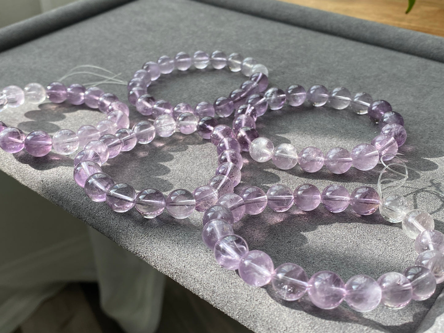 Natural Grade Light Purple,Gradient Lavender Purple Amethyst Round Bead Bracelet,meditation jewelry