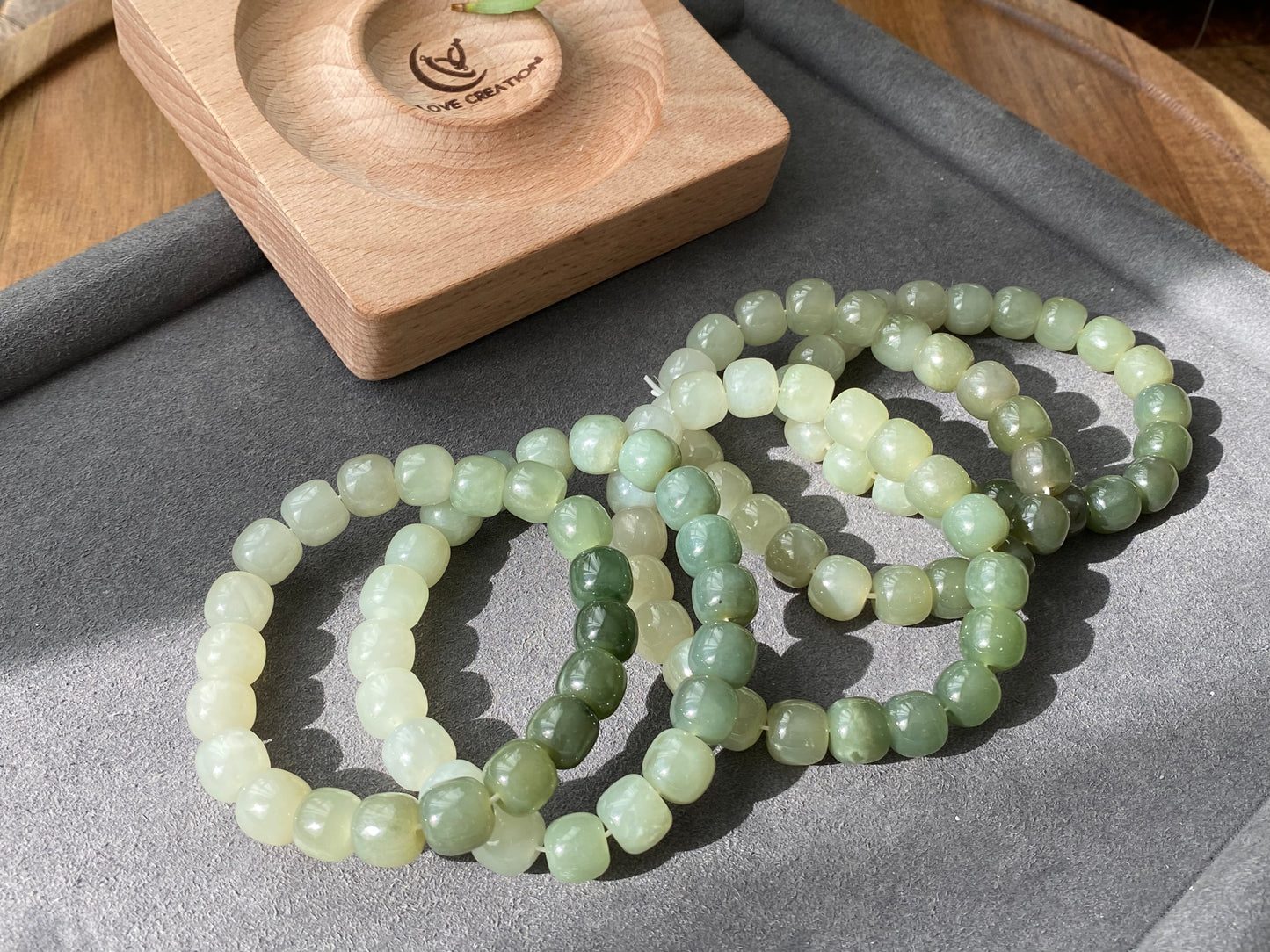 AAAAA Natural gradient Green Lake Hetian Jade square bead Nephrite bead Bracelet Best Gift for her,gift for Mom